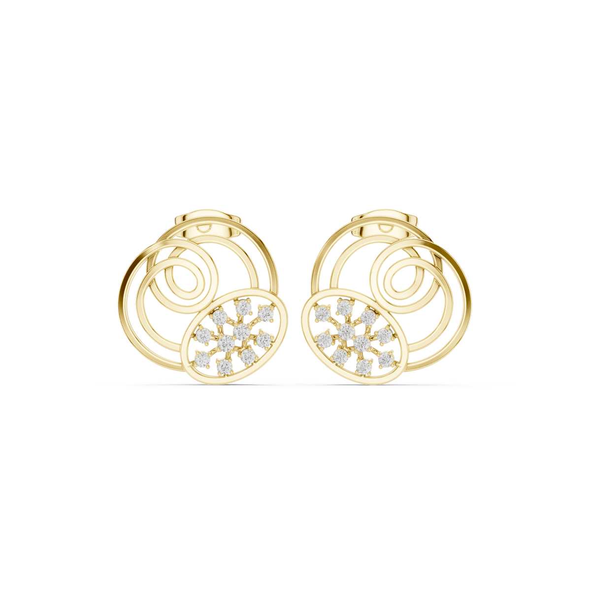 Filigree Lattice Enamel Diamond Stud Earrings