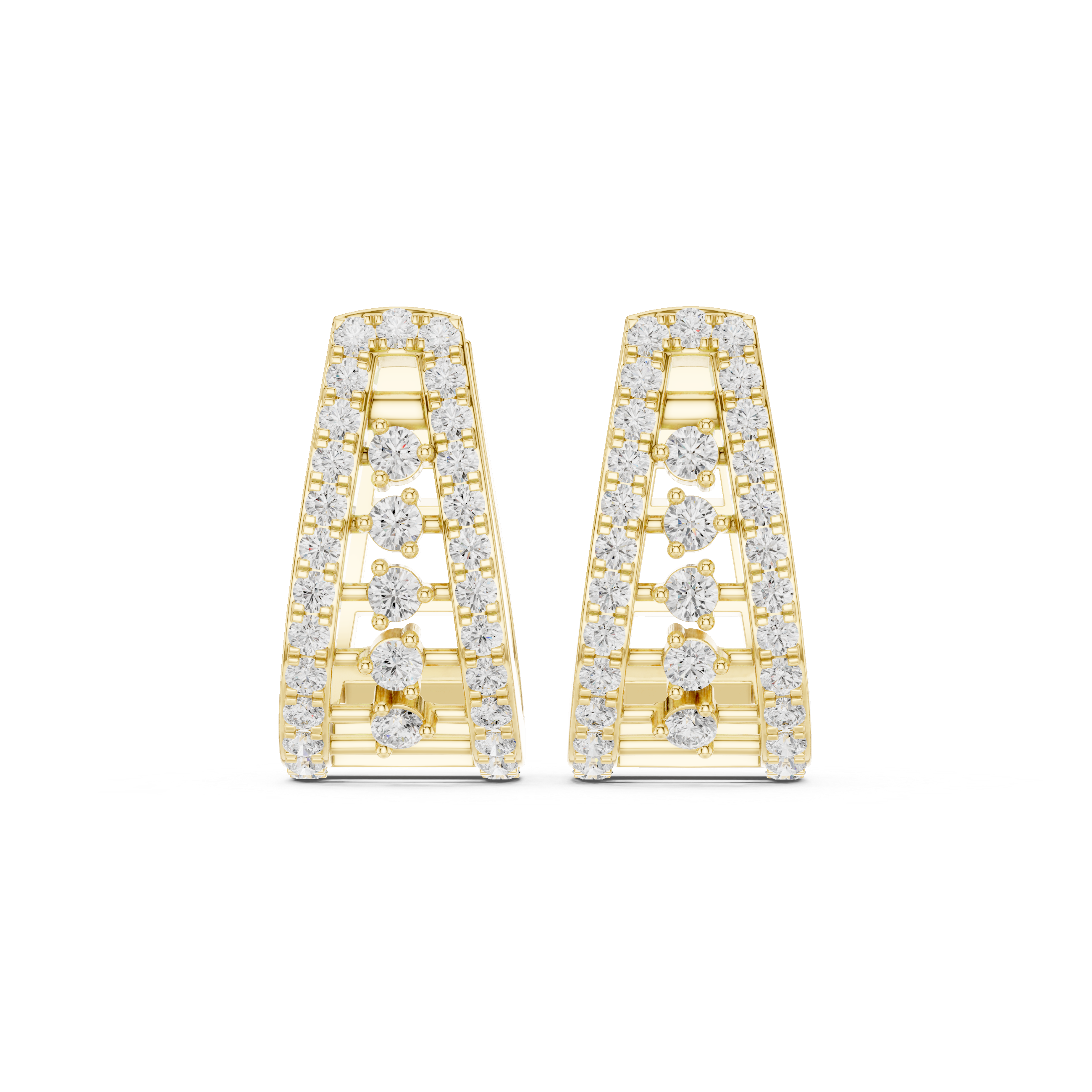 Deco Lattice Diamond Stud Earrings in Yellow Gold - VYKA Diamonds