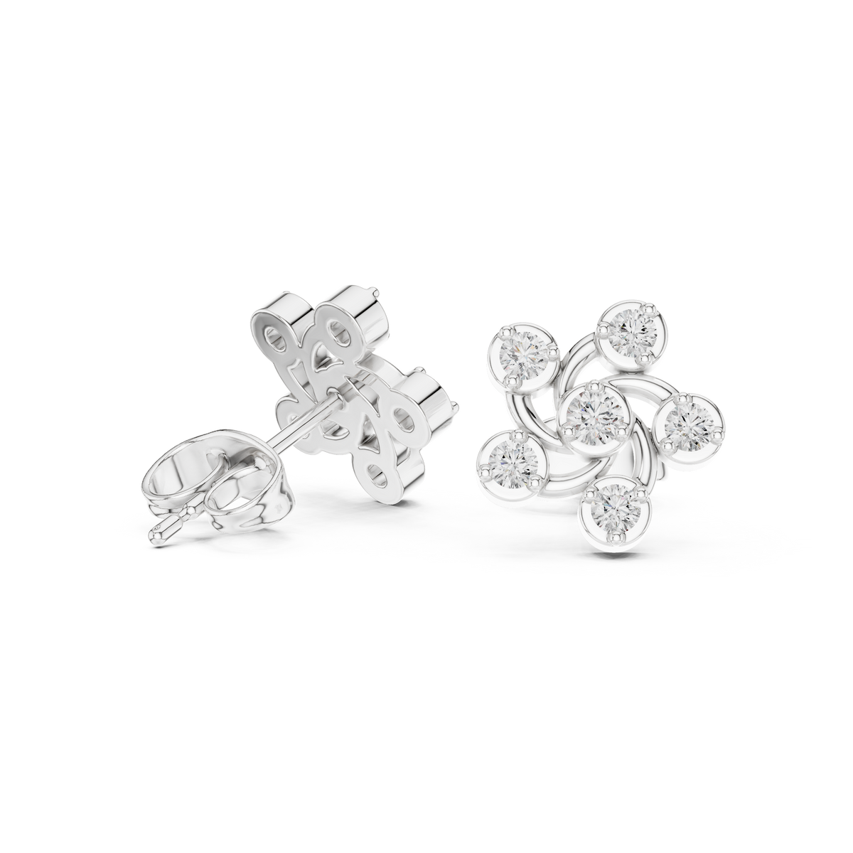 Knot Cluster Diamond Stud Earrings