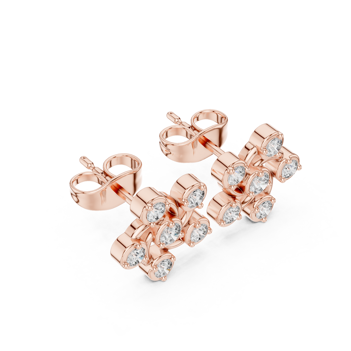 أقراط بتجمّع ألماس على شكل عقدة in Rose Gold - VYKA Diamonds
