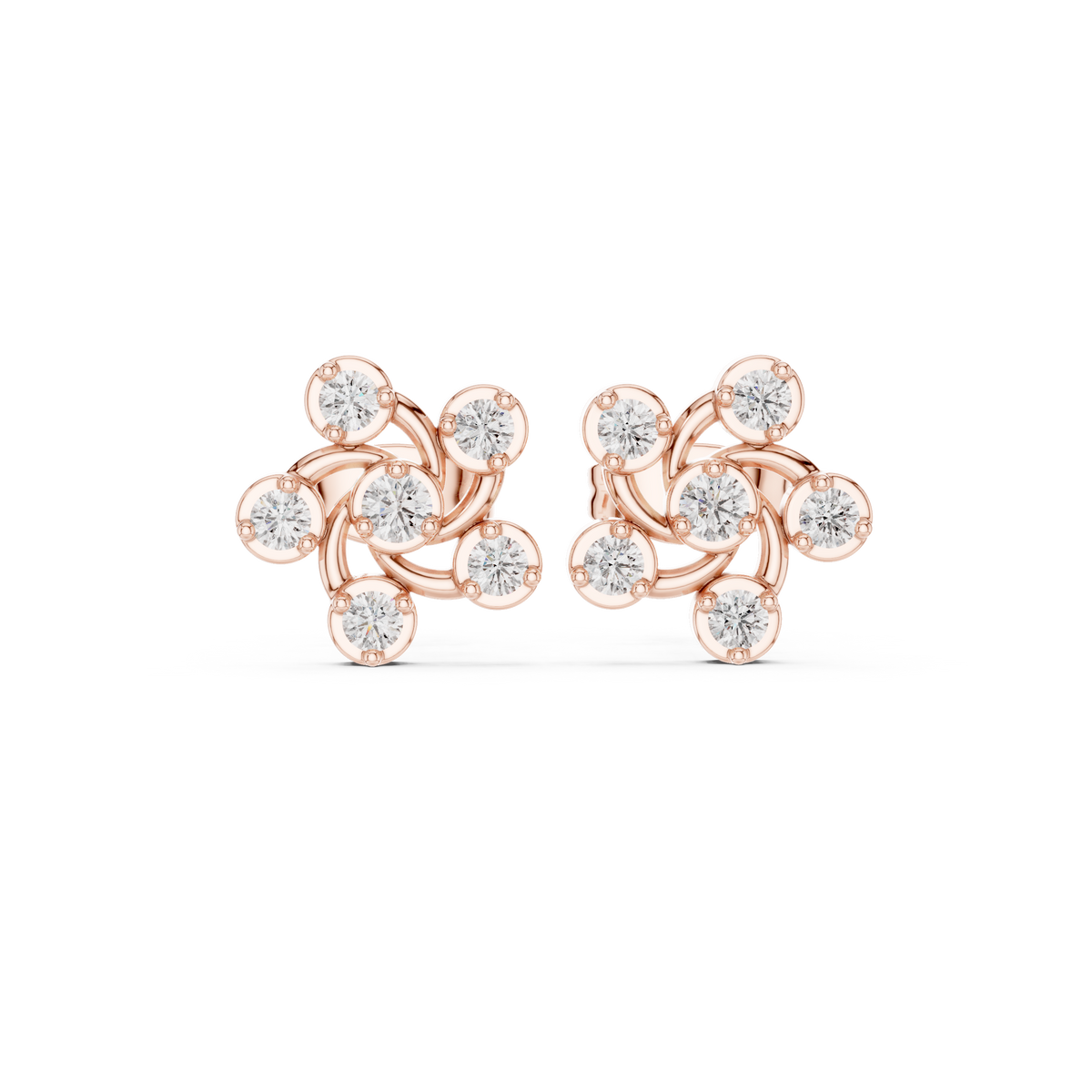 Knot Cluster Diamond Stud Earrings