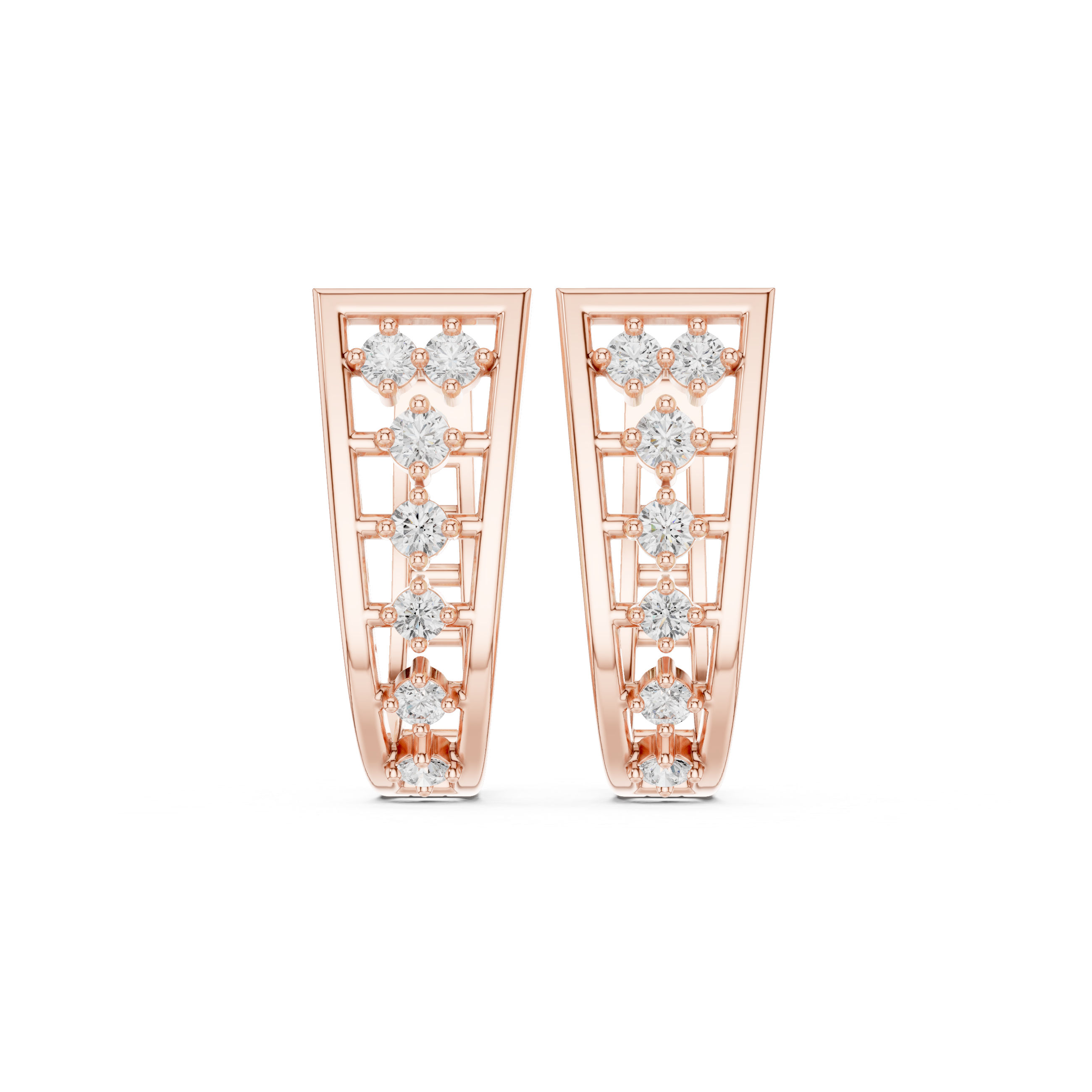 Geometric Frame Diamond Hoop Earrings in Rose Gold - VYKA Diamonds