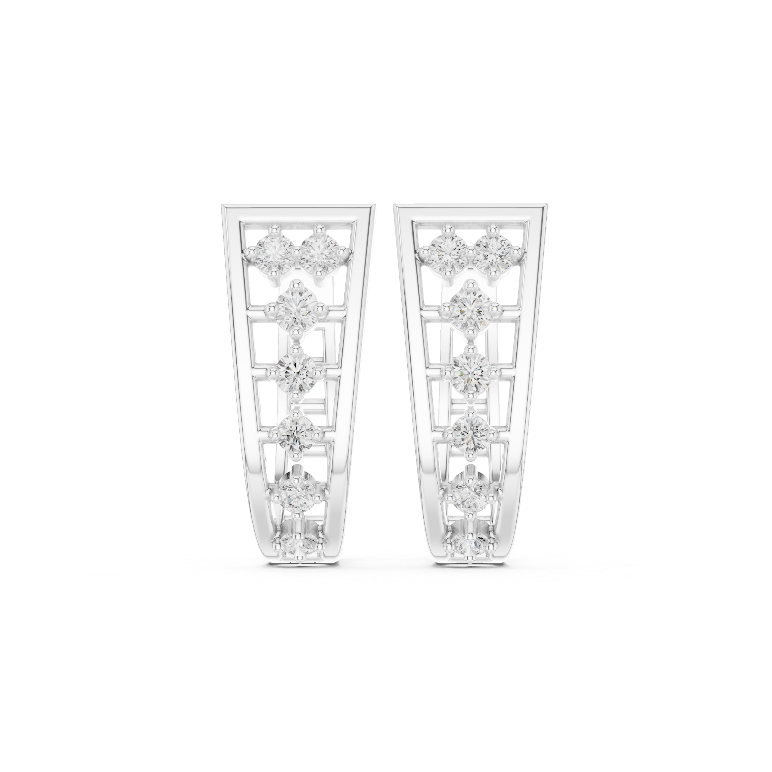 Geometric Frame Diamond Hoop Earrings in White Gold - VYKA Diamonds