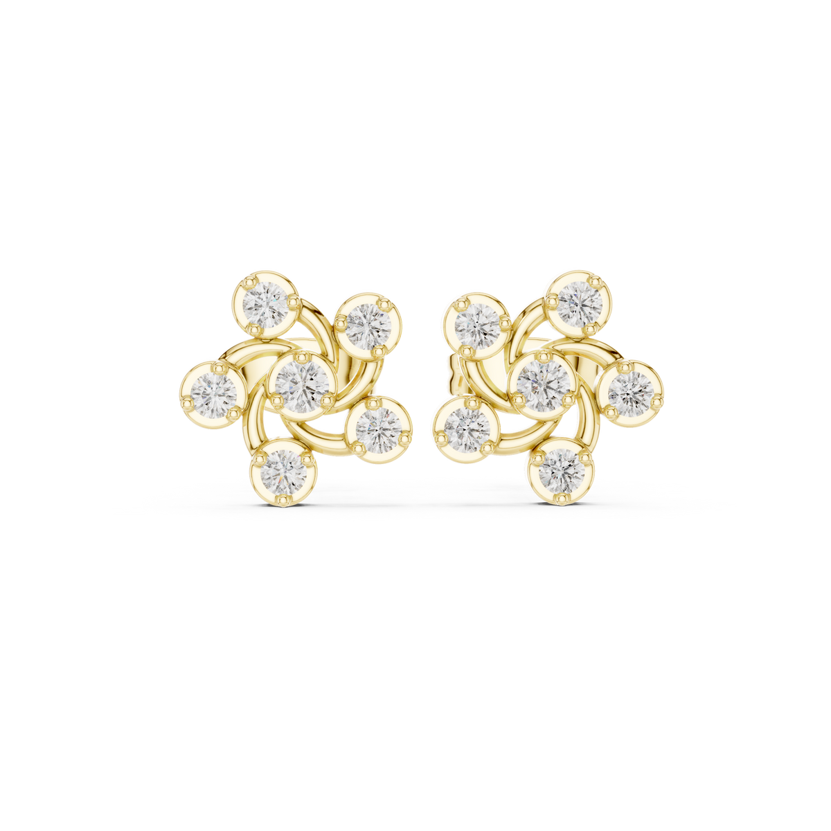 Knot Cluster Diamond Stud Earrings