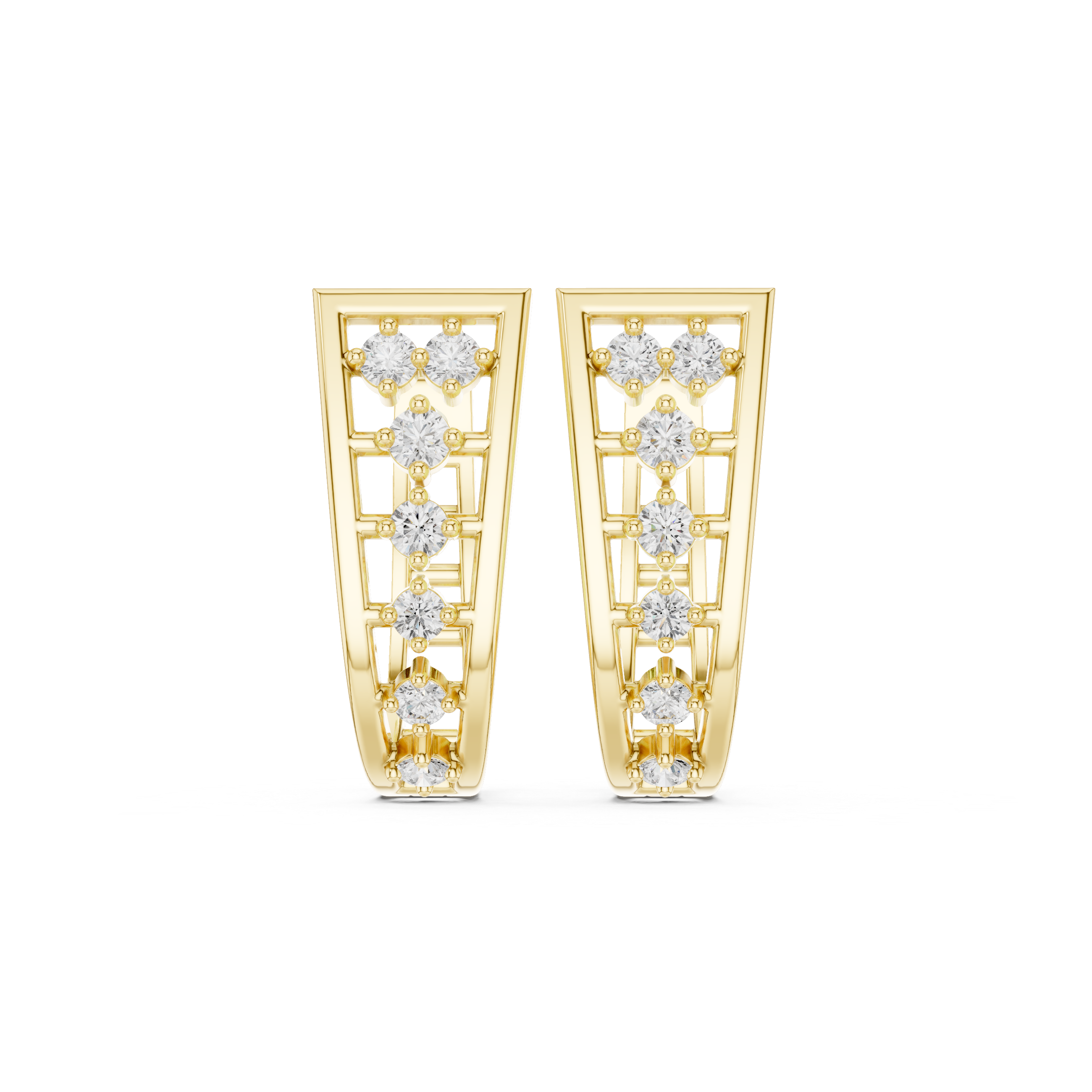 Geometric Frame Diamond Hoop Earrings in Yellow Gold - VYKA Diamonds