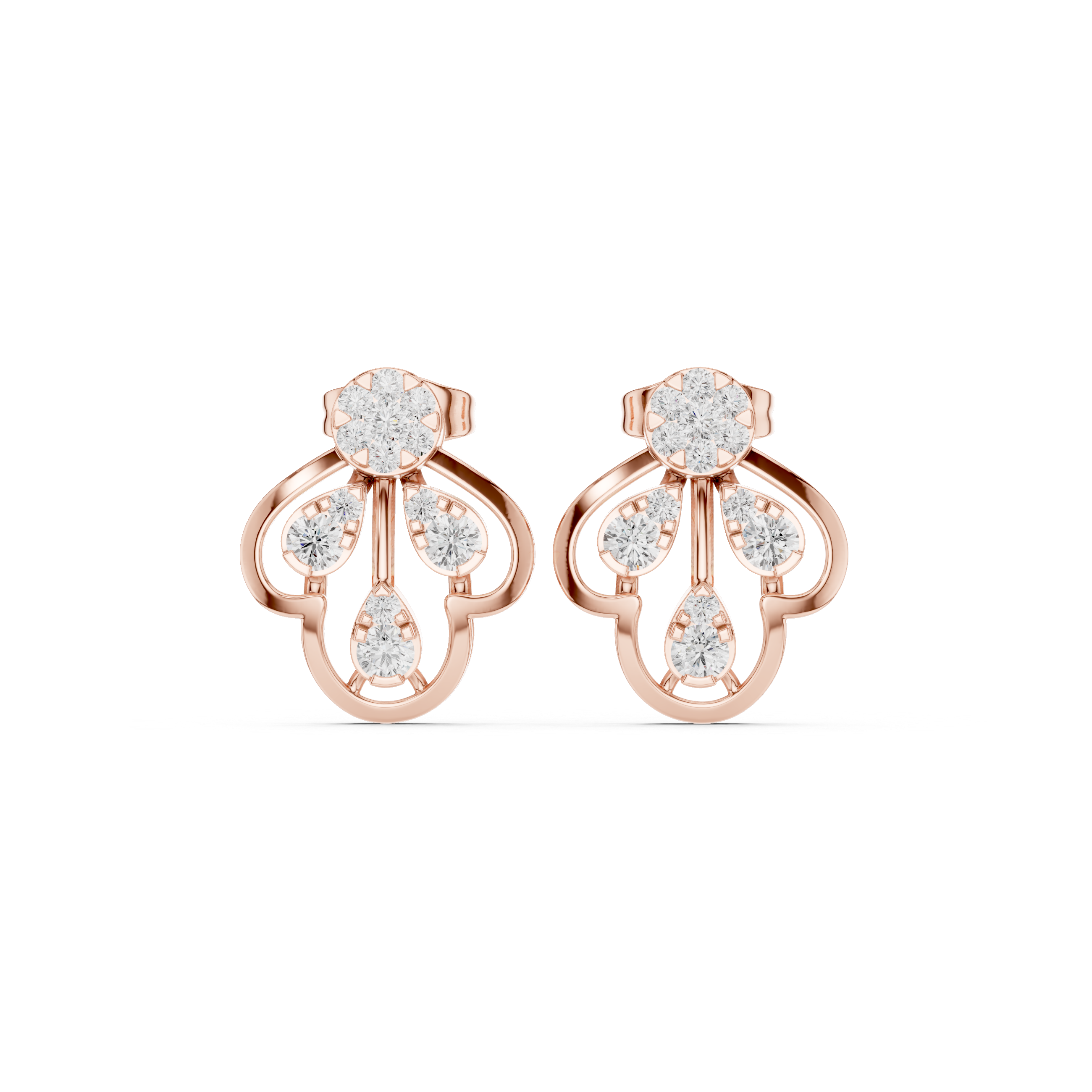 حلقان متدلية هندسية بإطار من المينا والألماس in Rose Gold - VYKA Diamonds