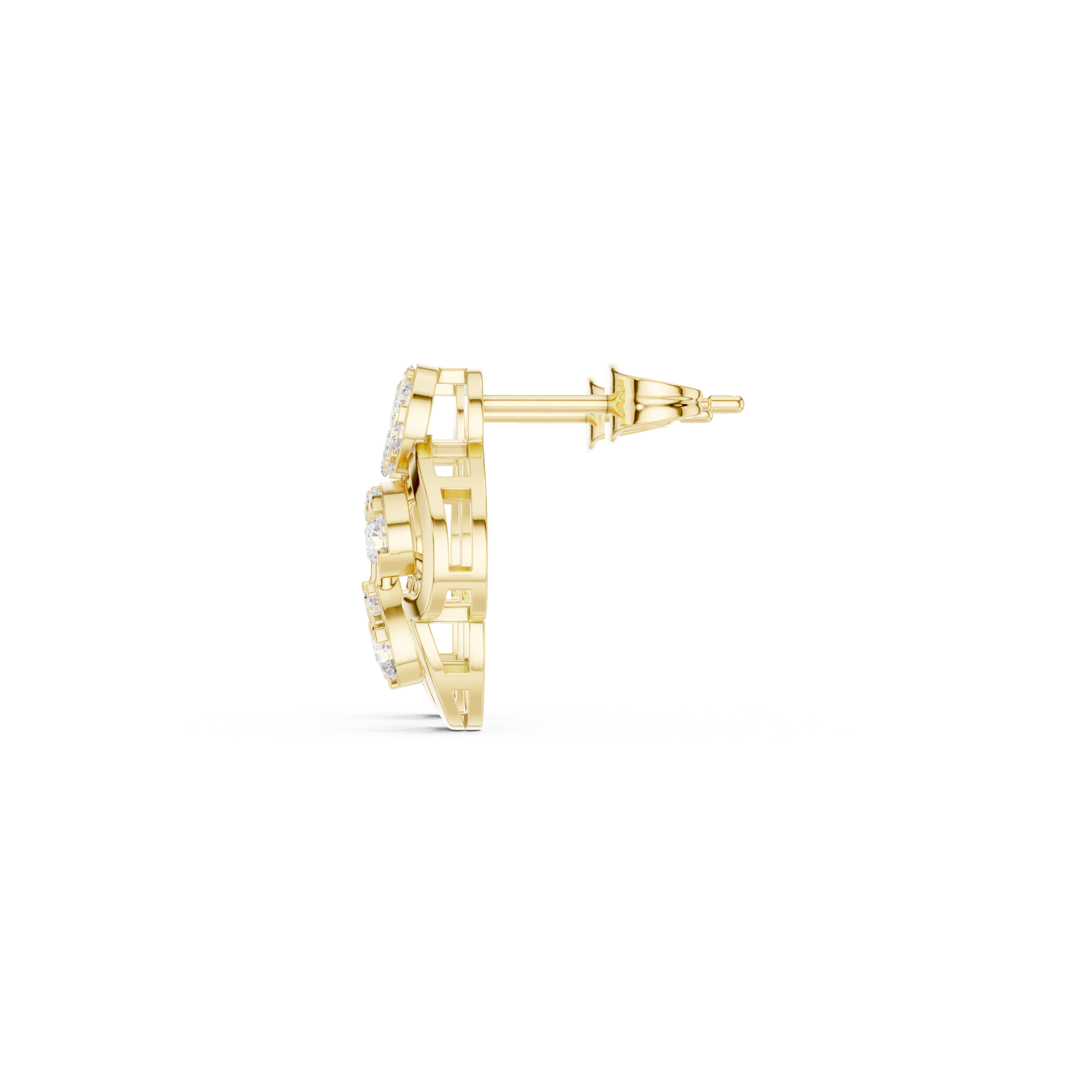 حلقان متدلية هندسية بإطار من المينا والألماس in Yellow Gold - VYKA Diamonds