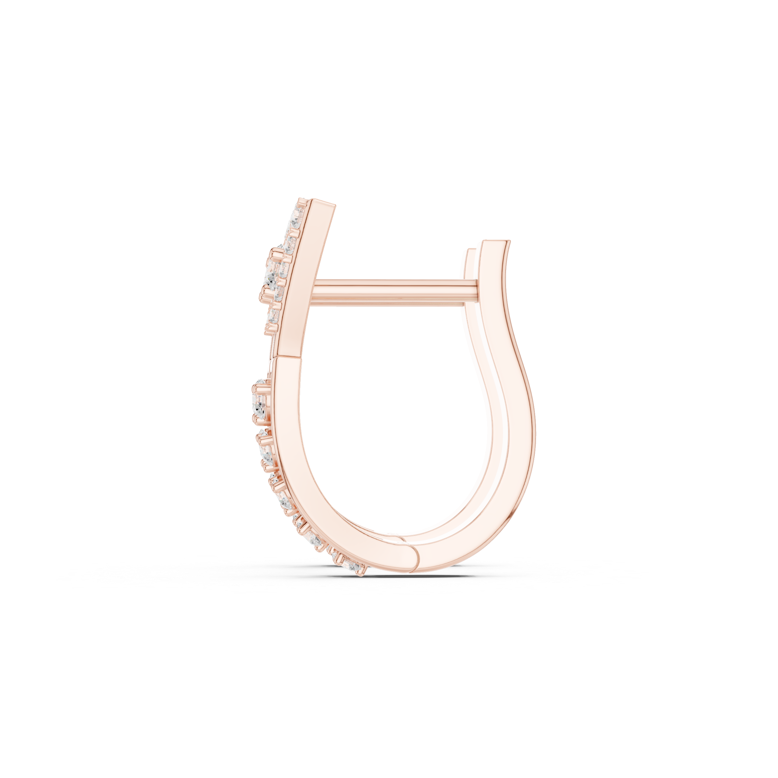 Structured Trellis Diamond Hoop Earrings in Rose Gold - VYKA Diamonds