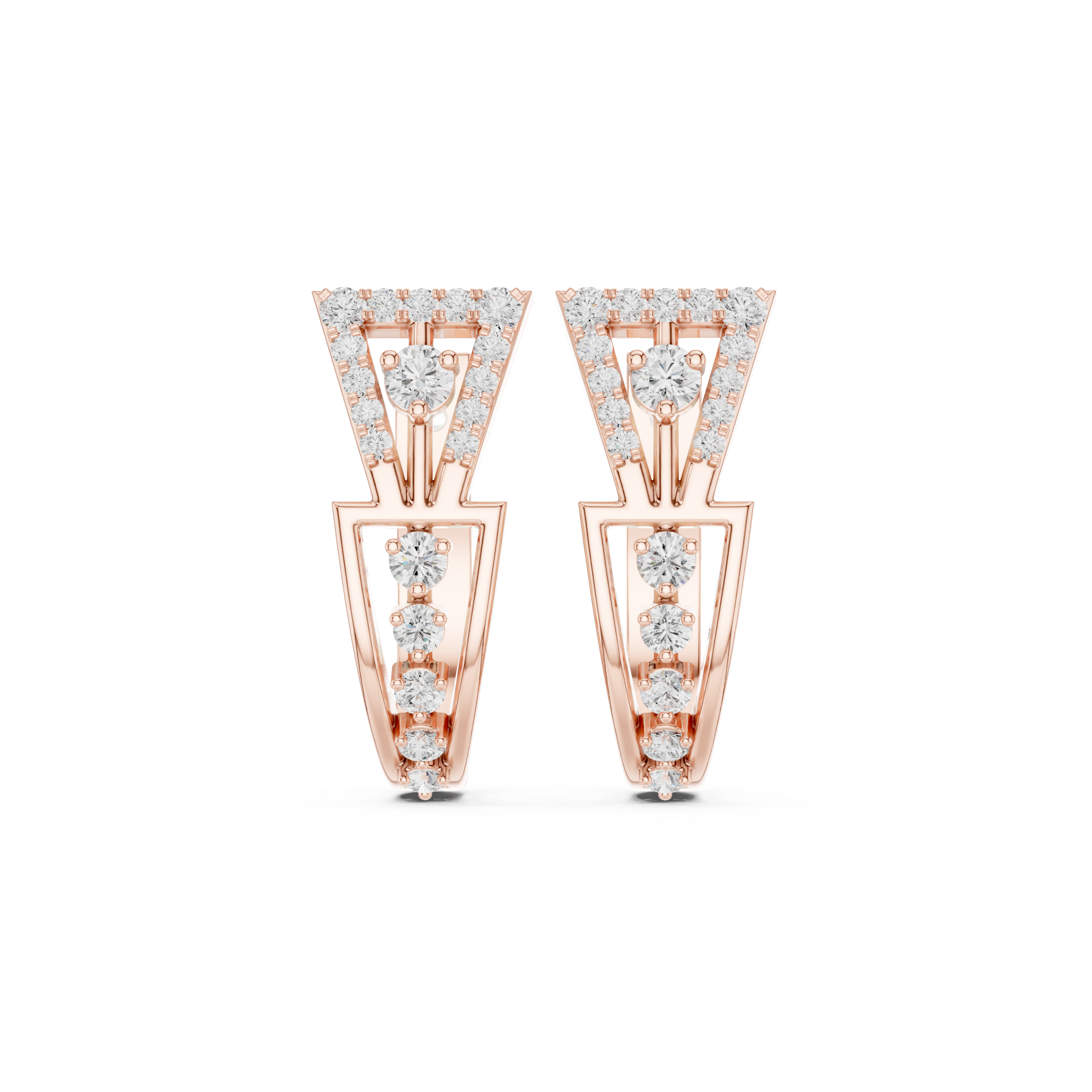 Structured Trellis Diamond Hoop Earrings in Rose Gold - VYKA Diamonds