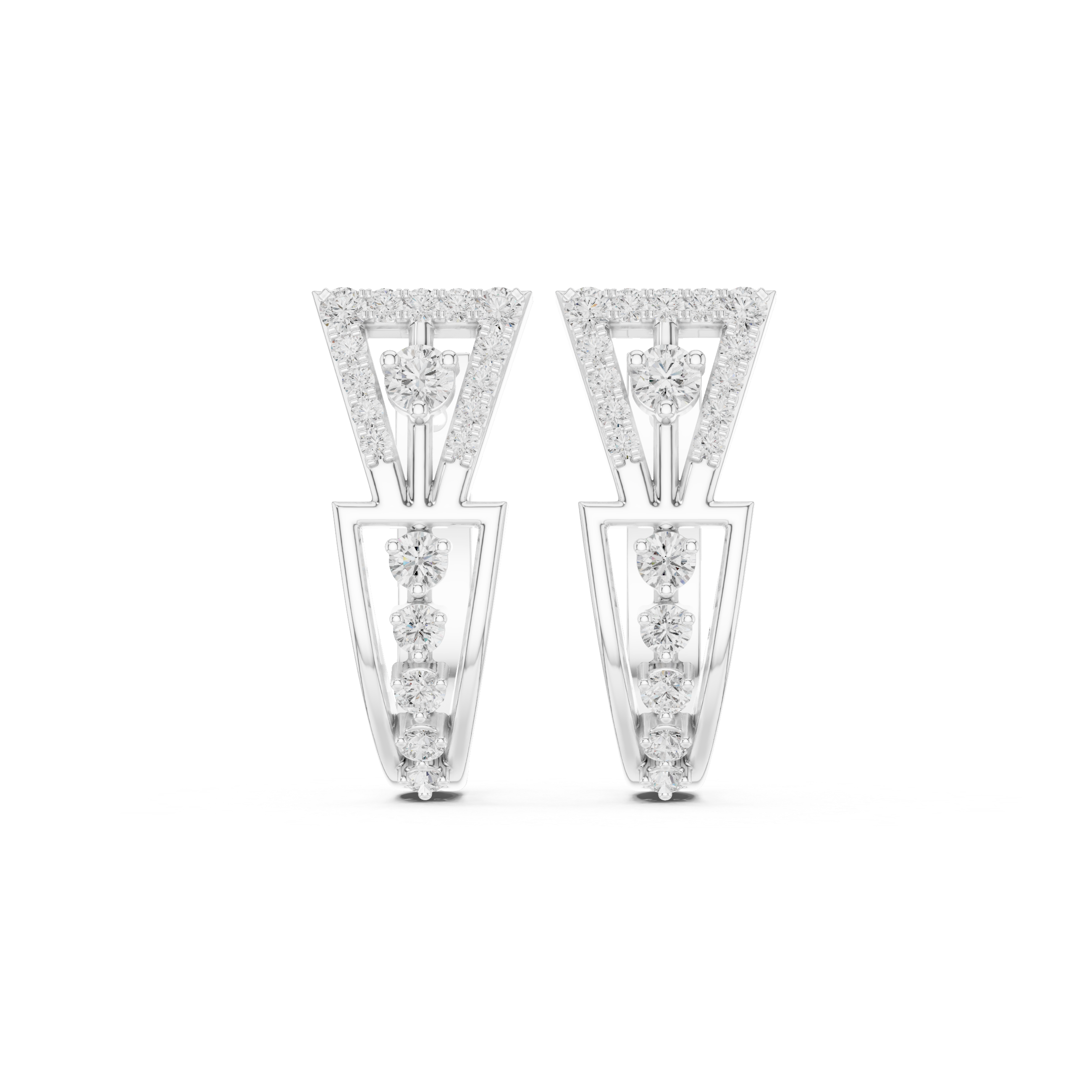 Structured Trellis Diamond Hoop Earrings in White Gold - VYKA Diamonds