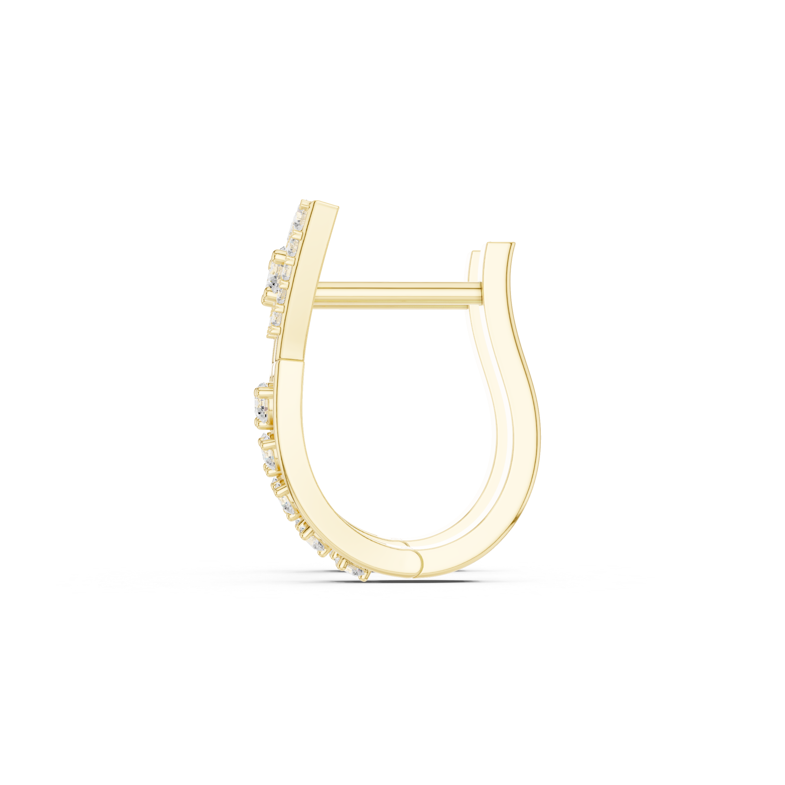 Structured Trellis Diamond Hoop Earrings in Yellow Gold - VYKA Diamonds