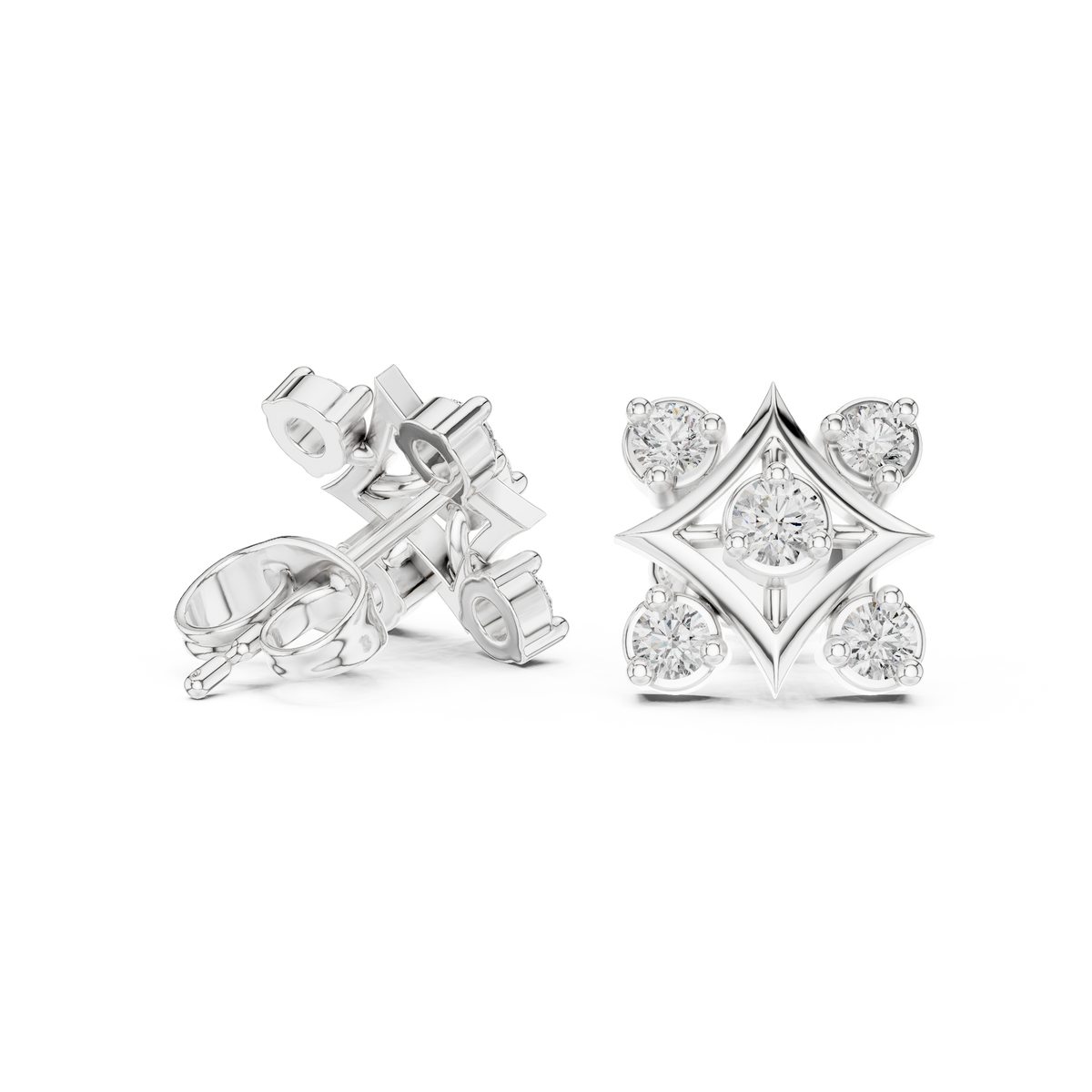 Four Point Star Diamond Stud Earrings