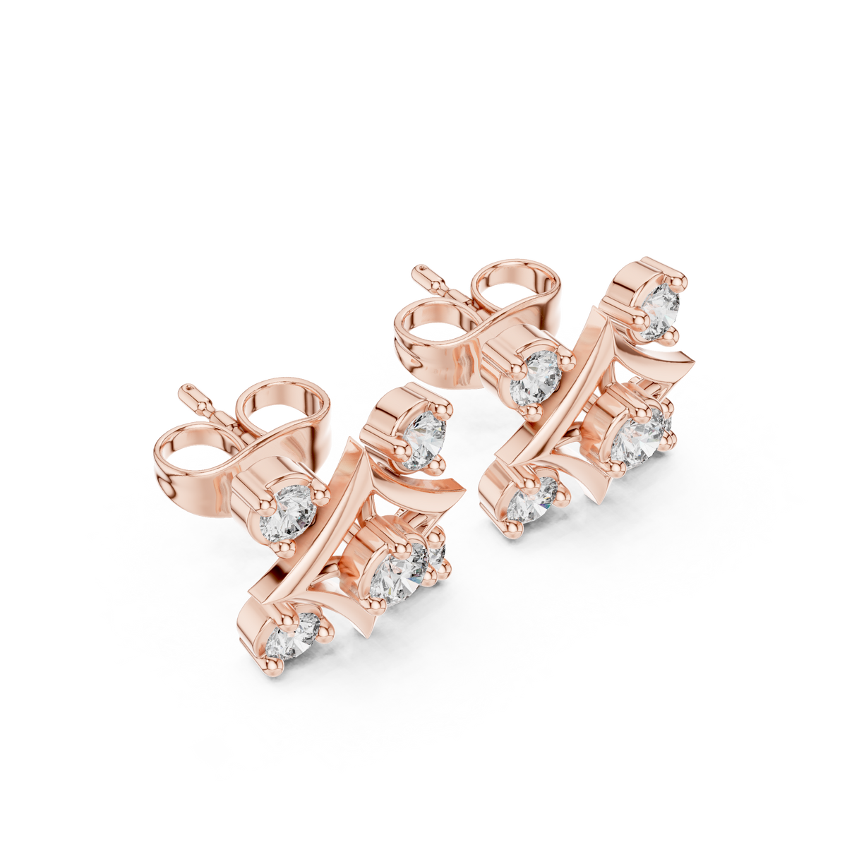 أقراط ألماس على شكل نجمة رباعية in Rose Gold - VYKA Diamonds