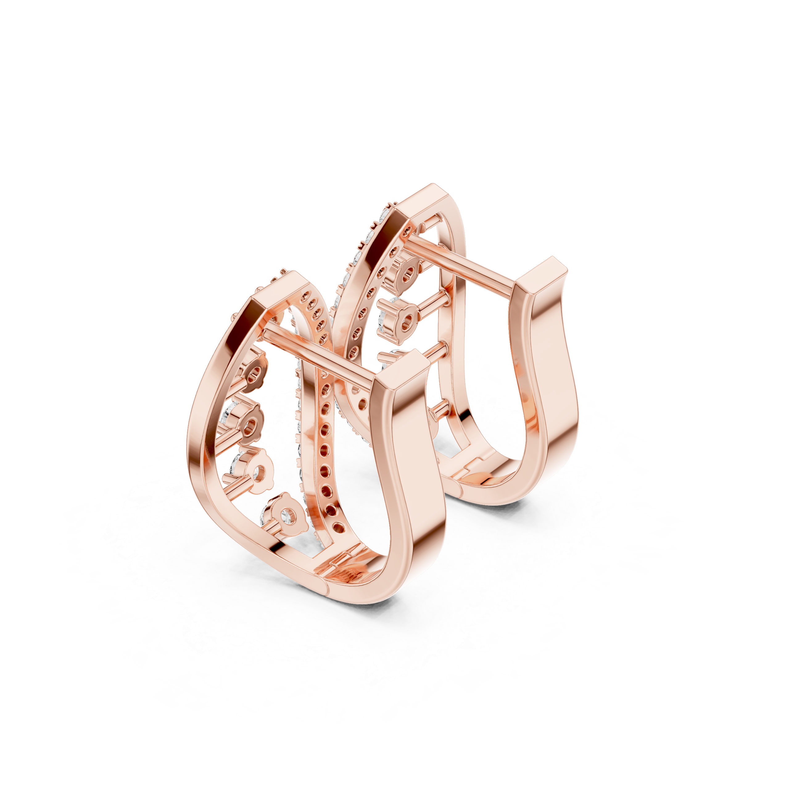 حلقان متدلية على شكل شبكة متشابكة من الألماس in Rose Gold - VYKA Diamonds