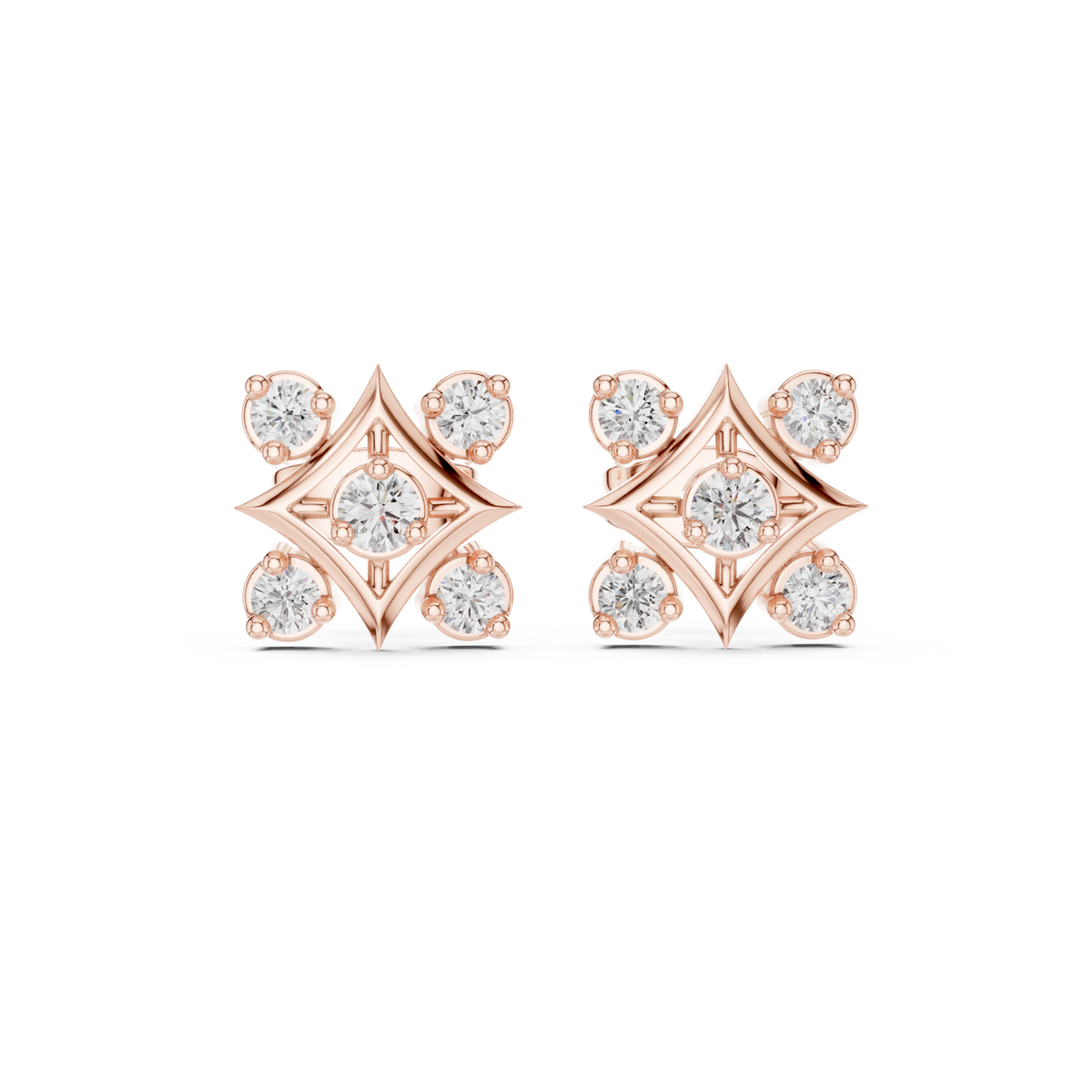أقراط ألماس على شكل نجمة رباعية in Rose Gold - VYKA Diamonds