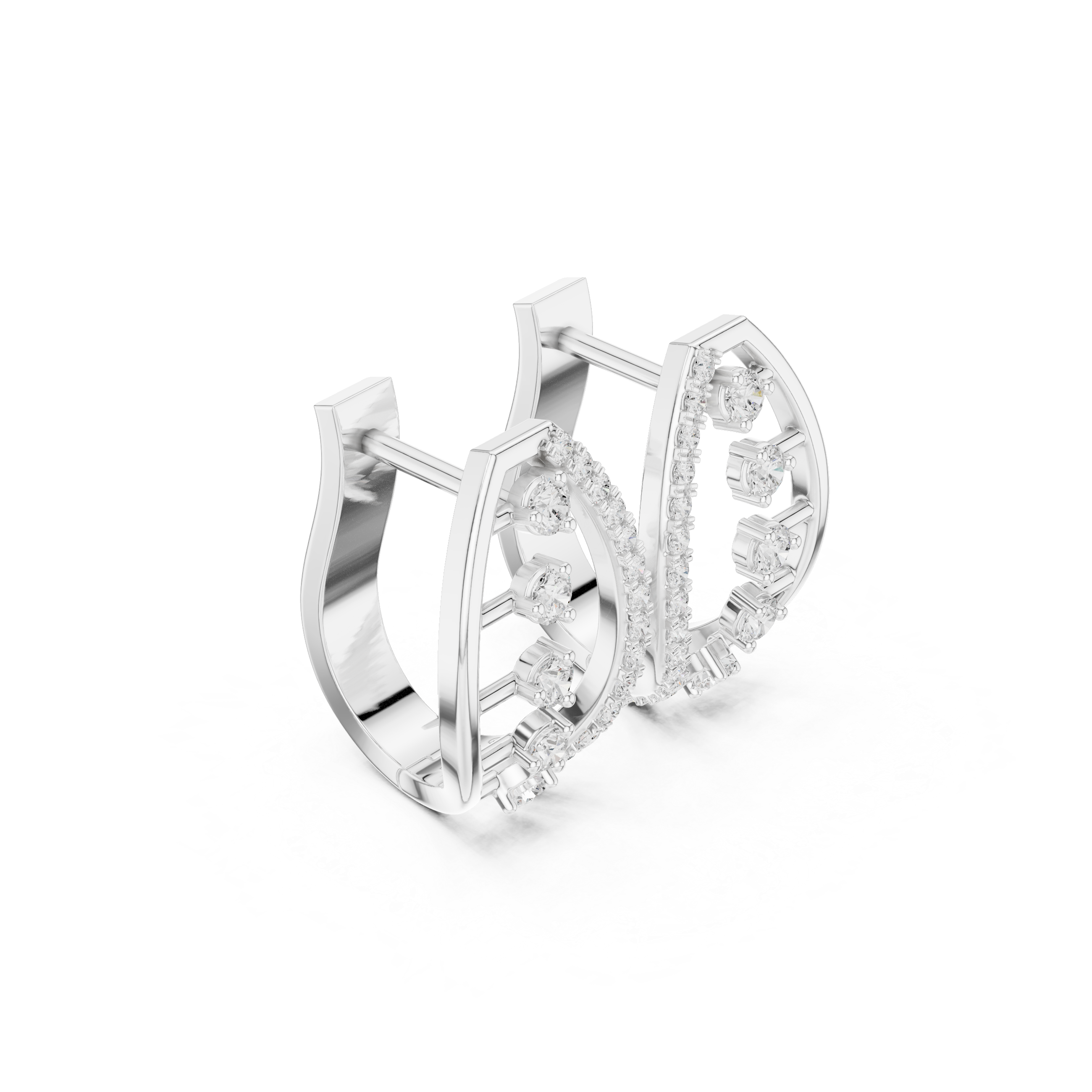 حلقان متدلية على شكل شبكة متشابكة من الألماس in White Gold - VYKA Diamonds