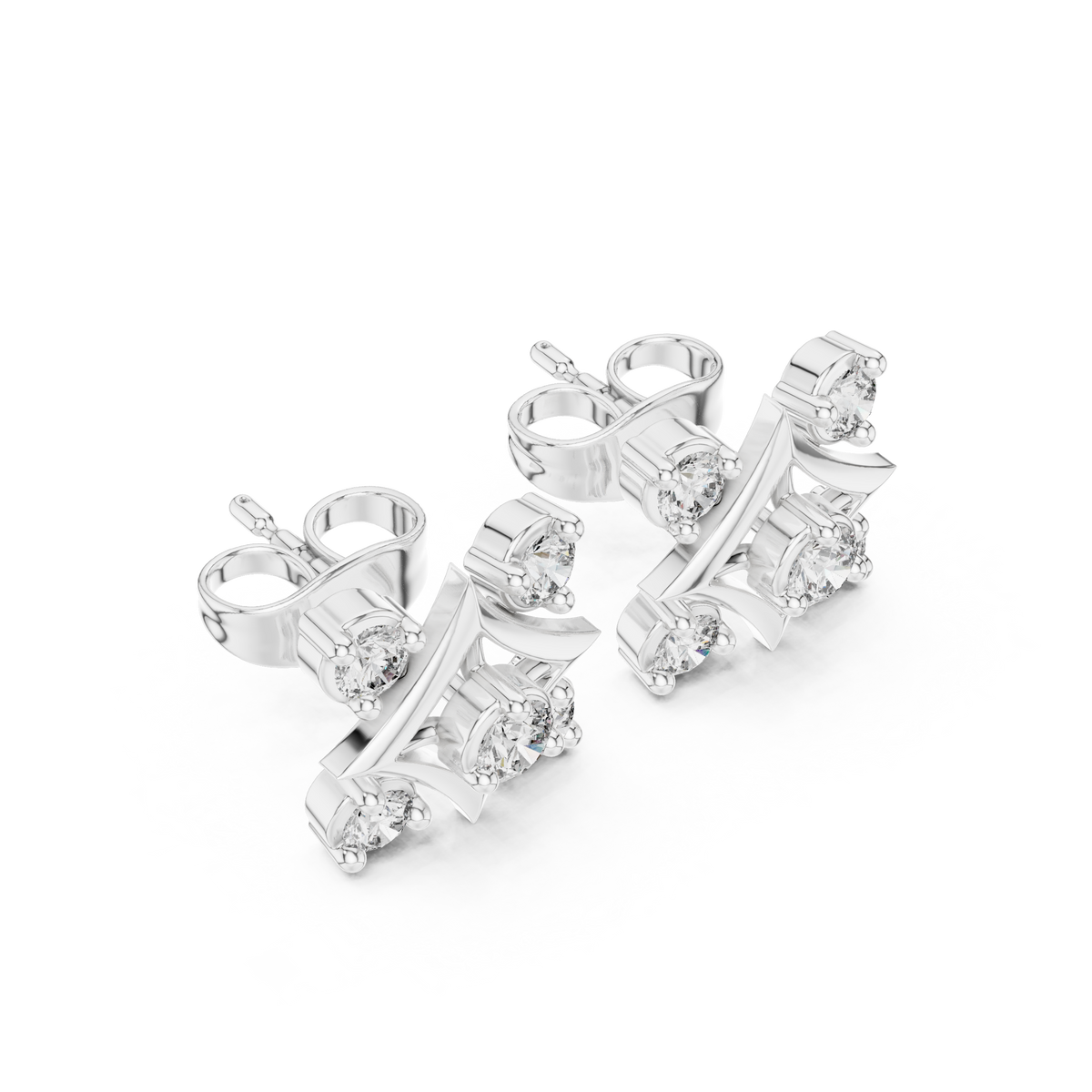 Four Point Star Diamond Stud Earrings