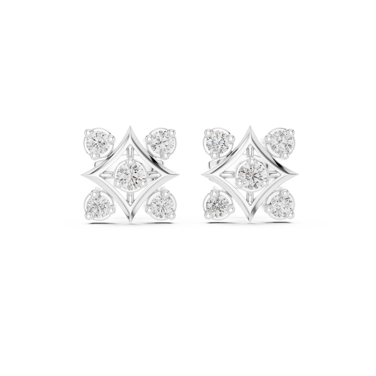 Four Point Star Diamond Stud Earrings