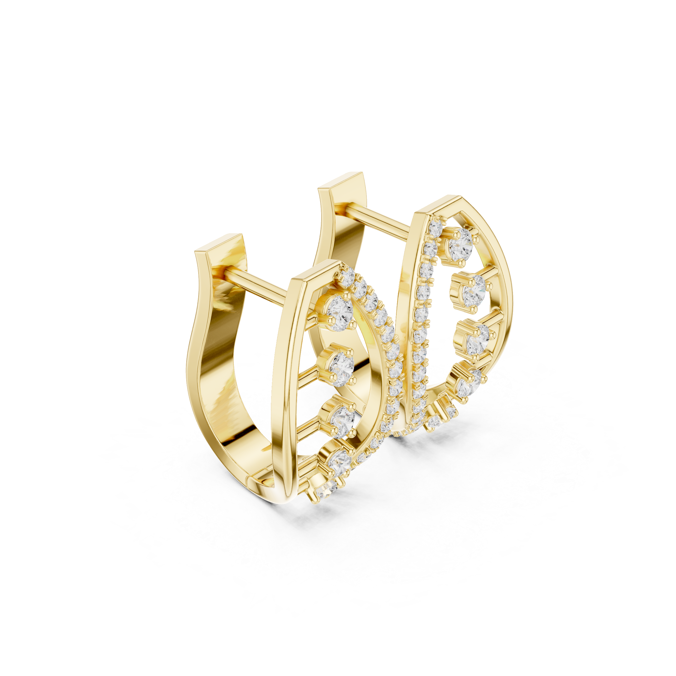 حلقان متدلية على شكل شبكة متشابكة من الألماس in Yellow Gold - VYKA Diamonds