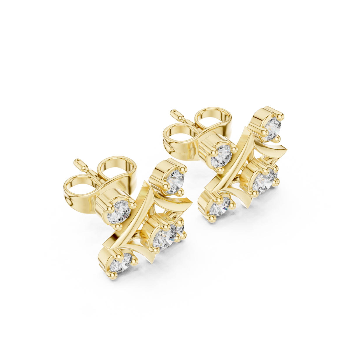 Four Point Star Diamond Stud Earrings