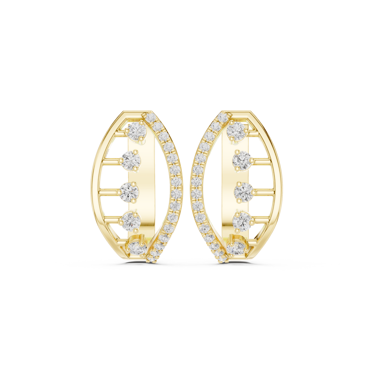 Interlocking Grid Diamond Hoop Earrings