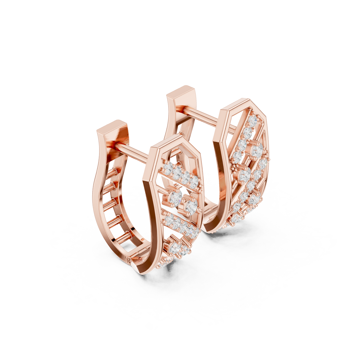 Window Pane Diamond Hoop Earrings