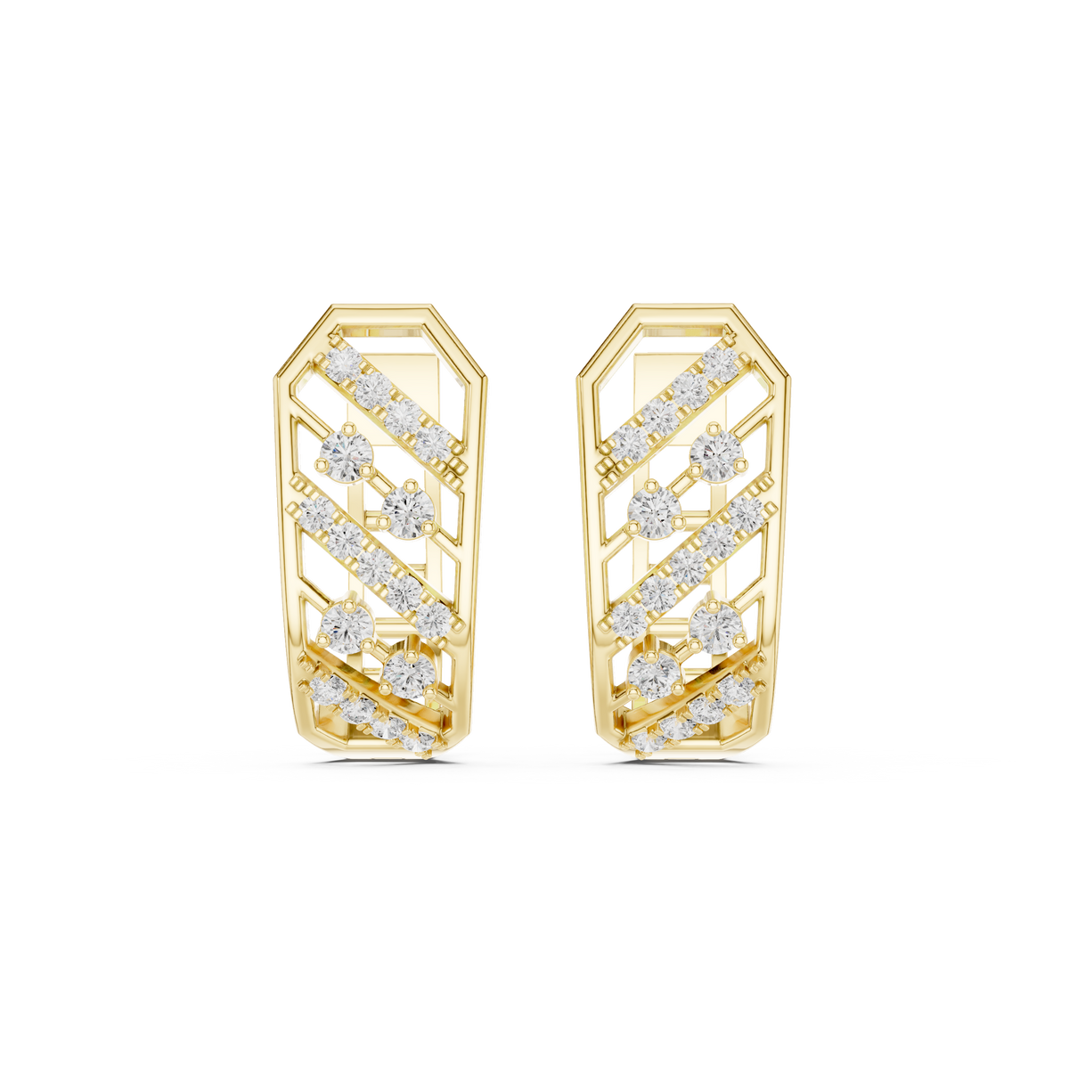 Window Pane Diamond Hoop Earrings