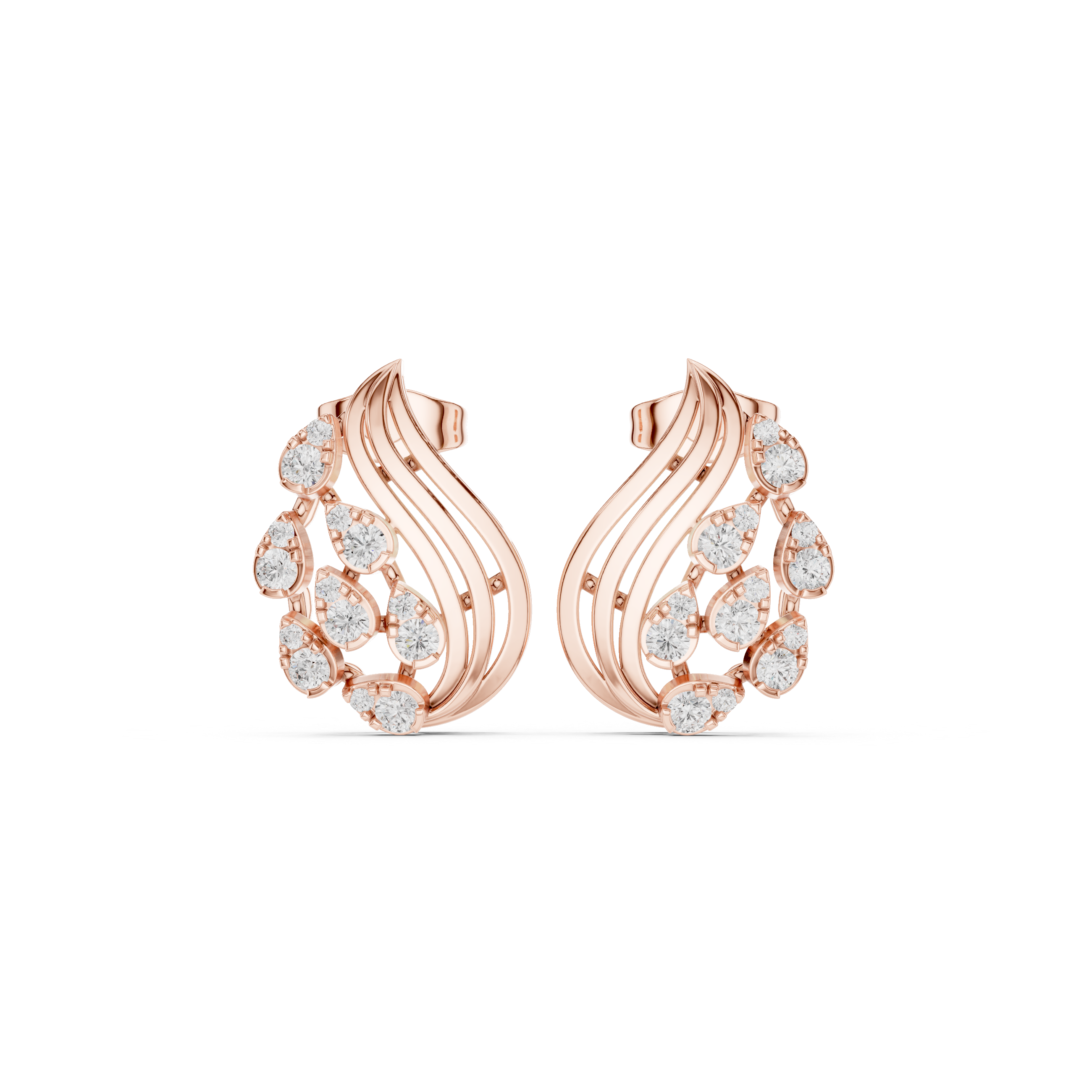 Window Pane Enamel Diamond Hoop Earrings in Rose Gold - VYKA Diamonds