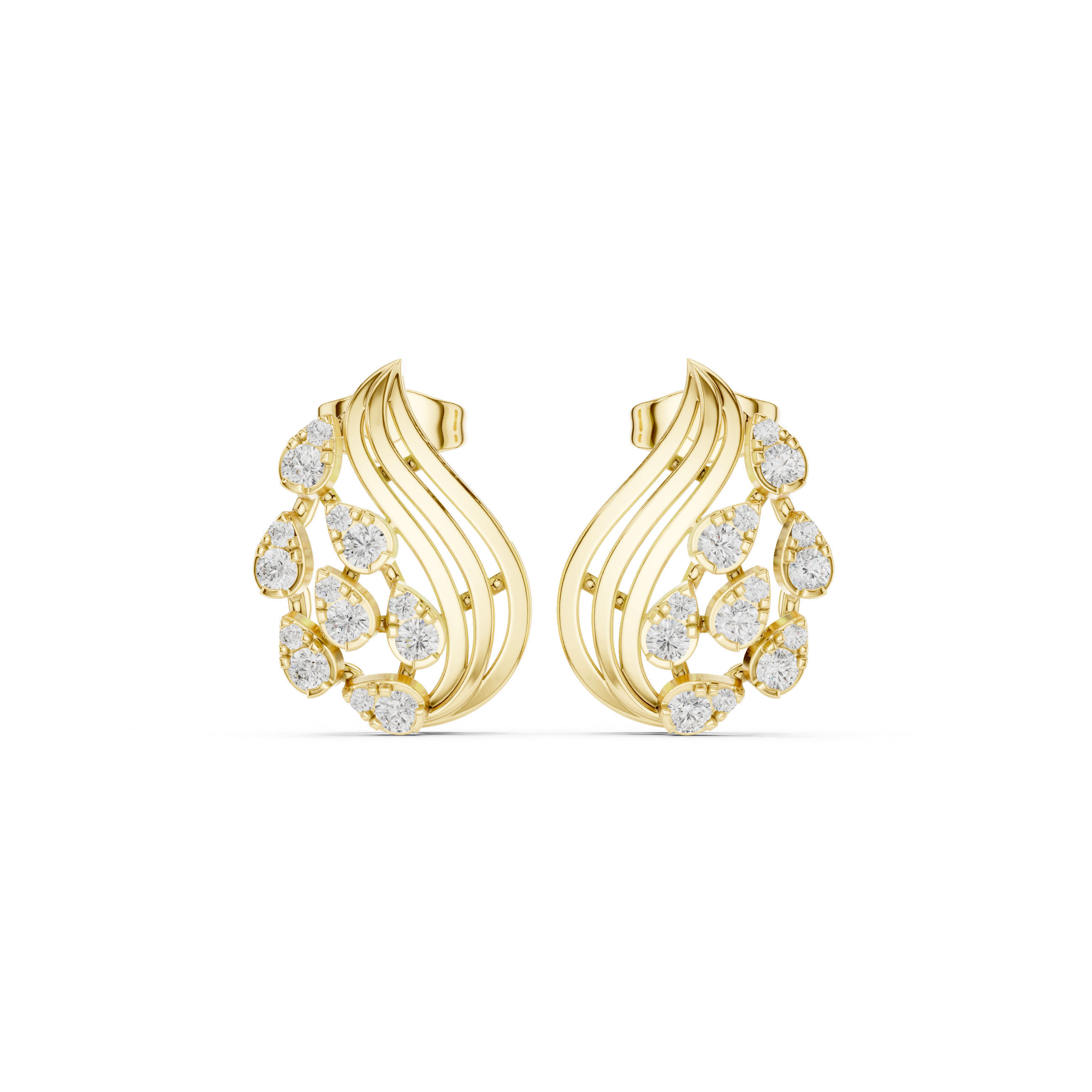 Window Pane Enamel Diamond Hoop Earrings in Yellow Gold - VYKA Diamonds
