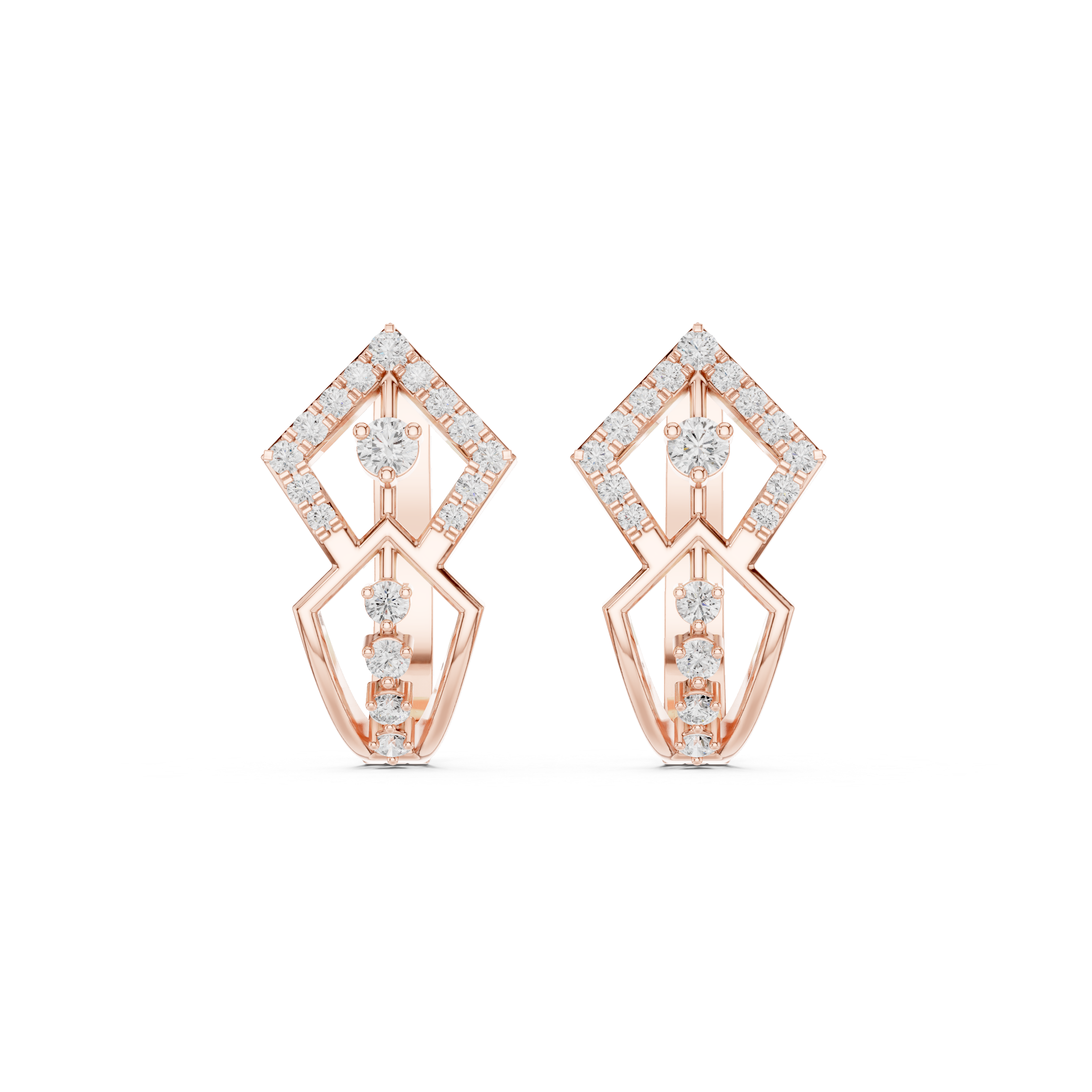 حلقان مرصعة بألماس بتصميم قفص شبكي in Rose Gold - VYKA Diamonds