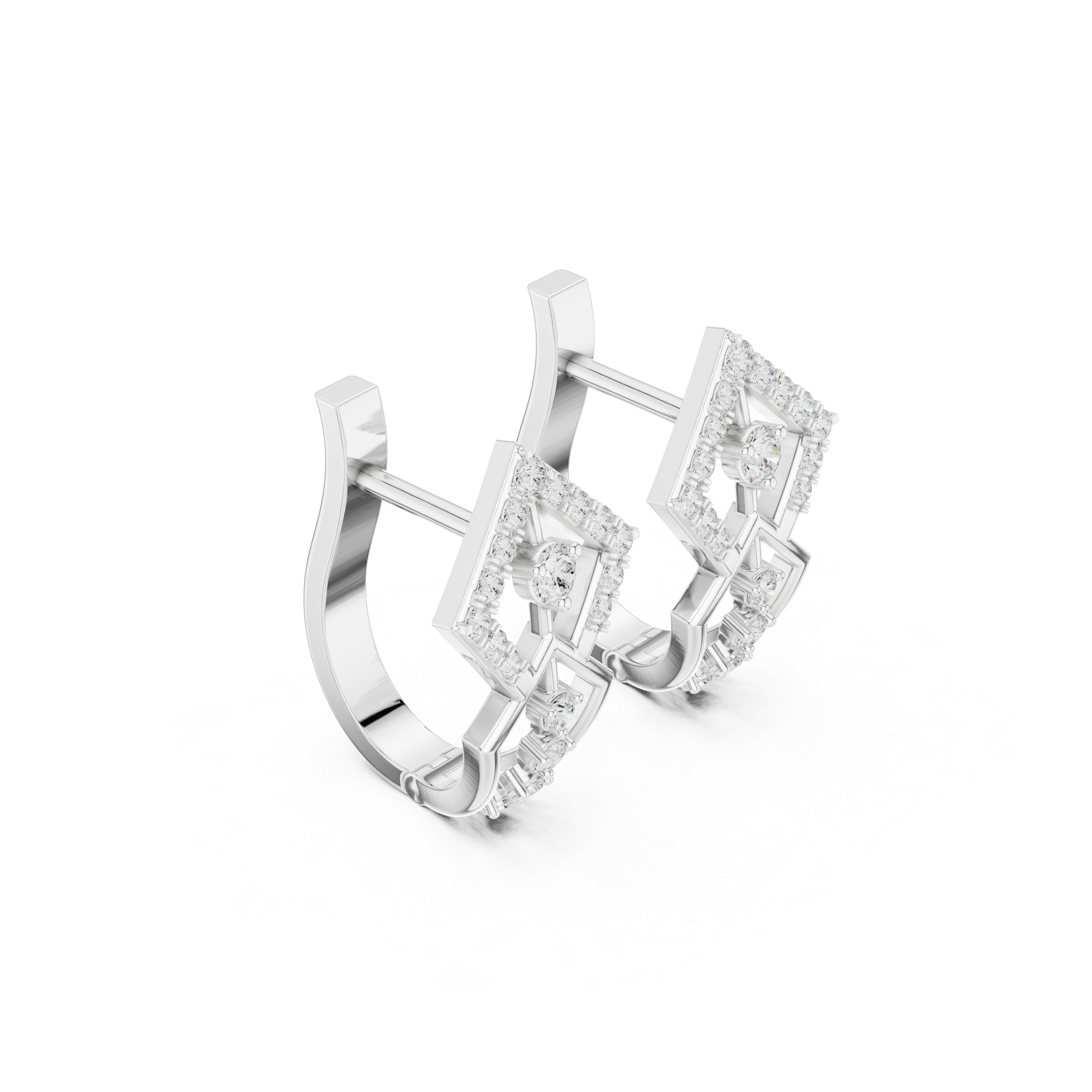حلقان مرصعة بألماس بتصميم قفص شبكي in White Gold - VYKA Diamonds