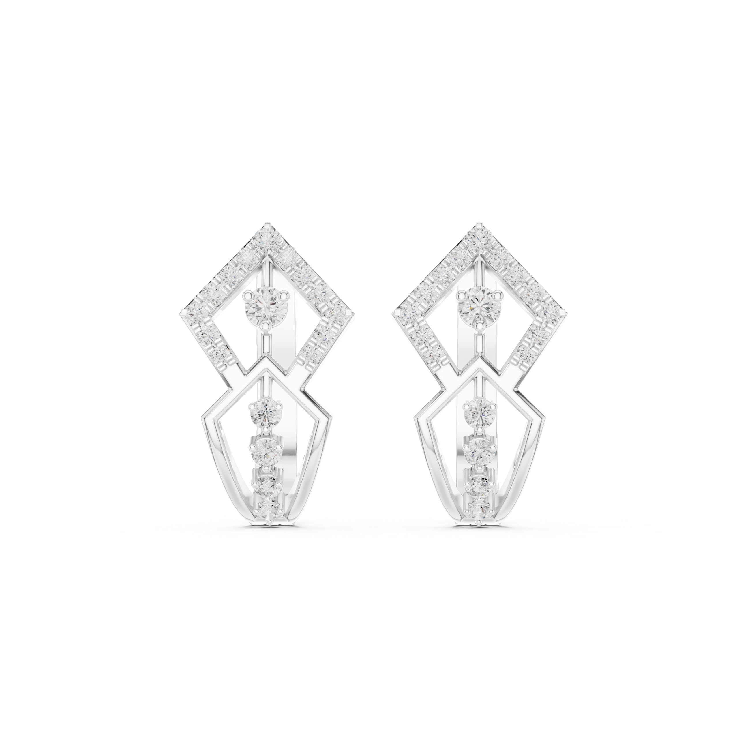 حلقان مرصعة بألماس بتصميم قفص شبكي in White Gold - VYKA Diamonds