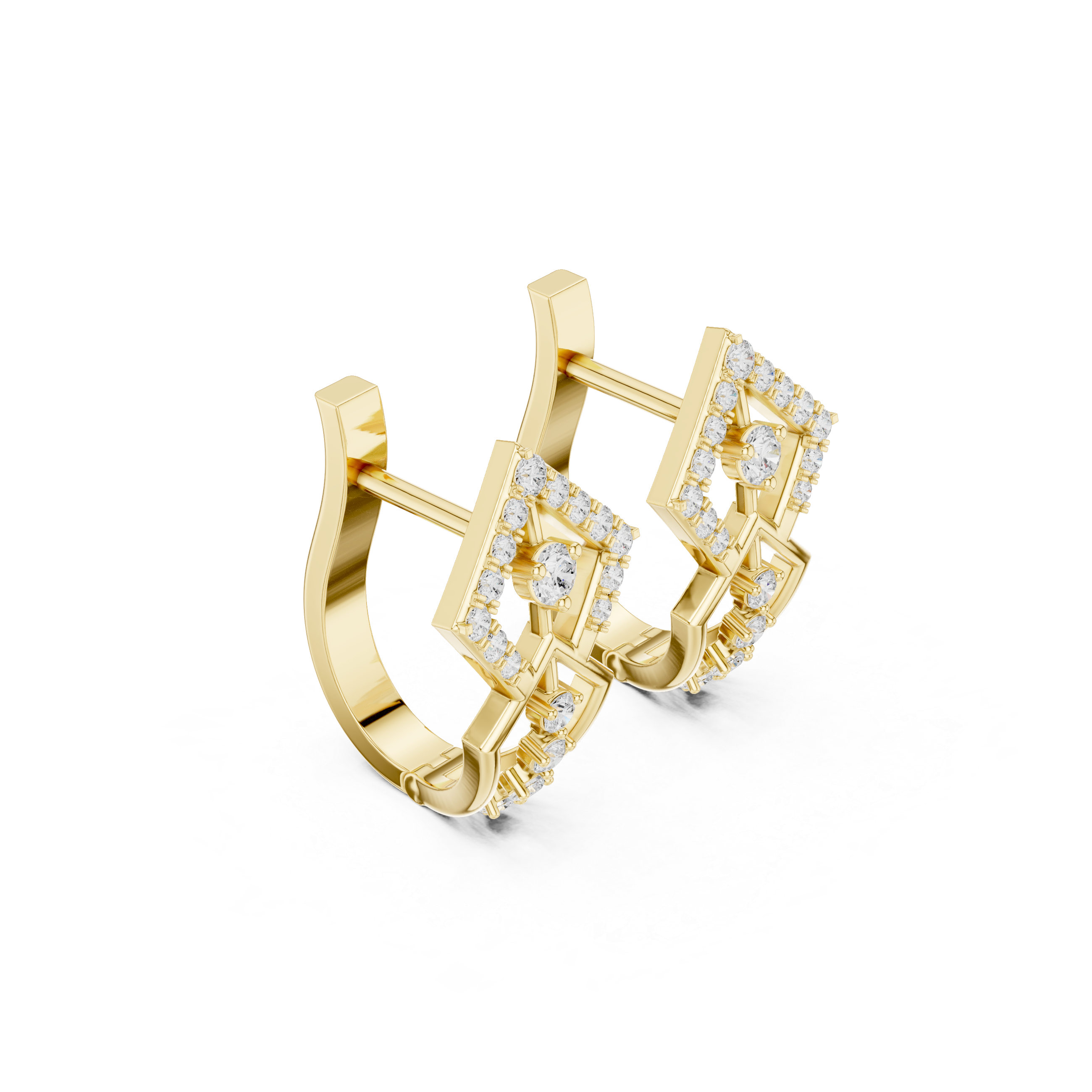 حلقان مرصعة بألماس بتصميم قفص شبكي in Yellow Gold - VYKA Diamonds
