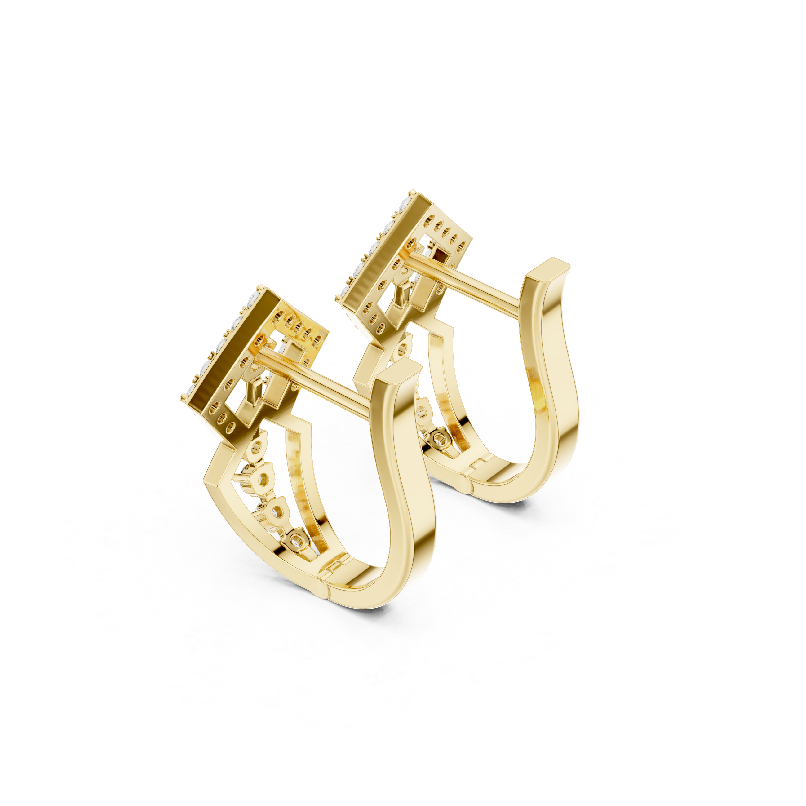 حلقان مرصعة بألماس بتصميم قفص شبكي in Yellow Gold - VYKA Diamonds