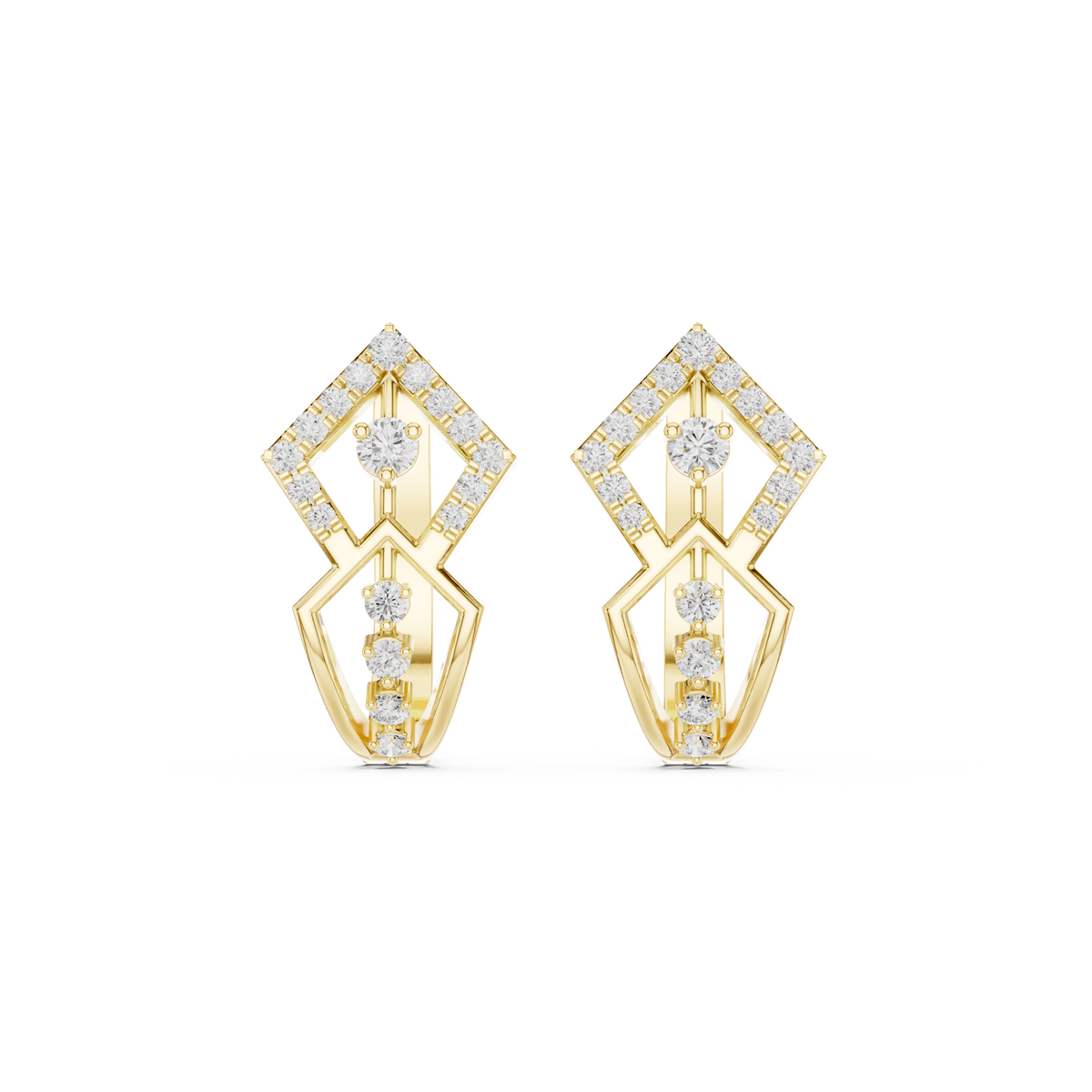 Cage Lattice Diamond Stud Earrings