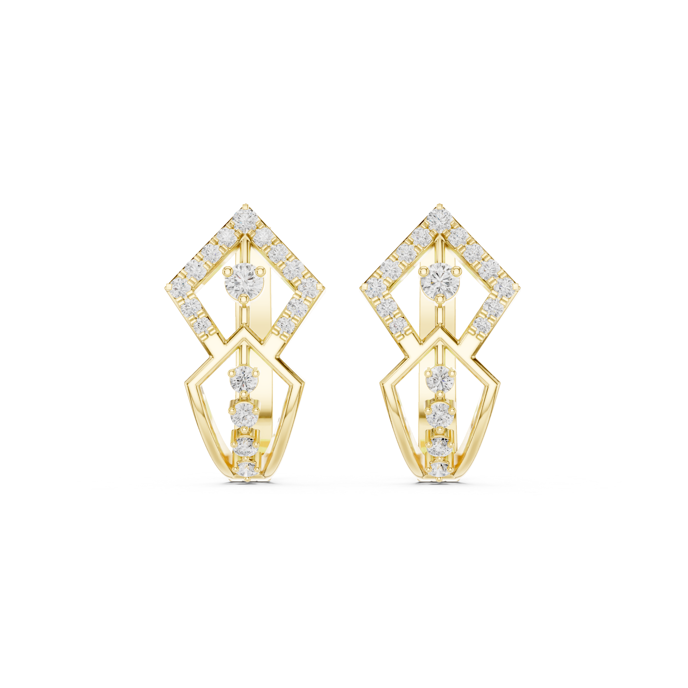 حلقان مرصعة بألماس بتصميم قفص شبكي in Yellow Gold - VYKA Diamonds