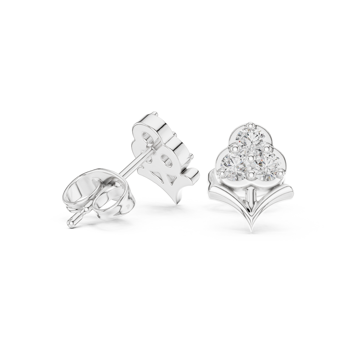 أقراط بثلاثة قلوب ببتلات من الألماس in White Gold - VYKA Diamonds