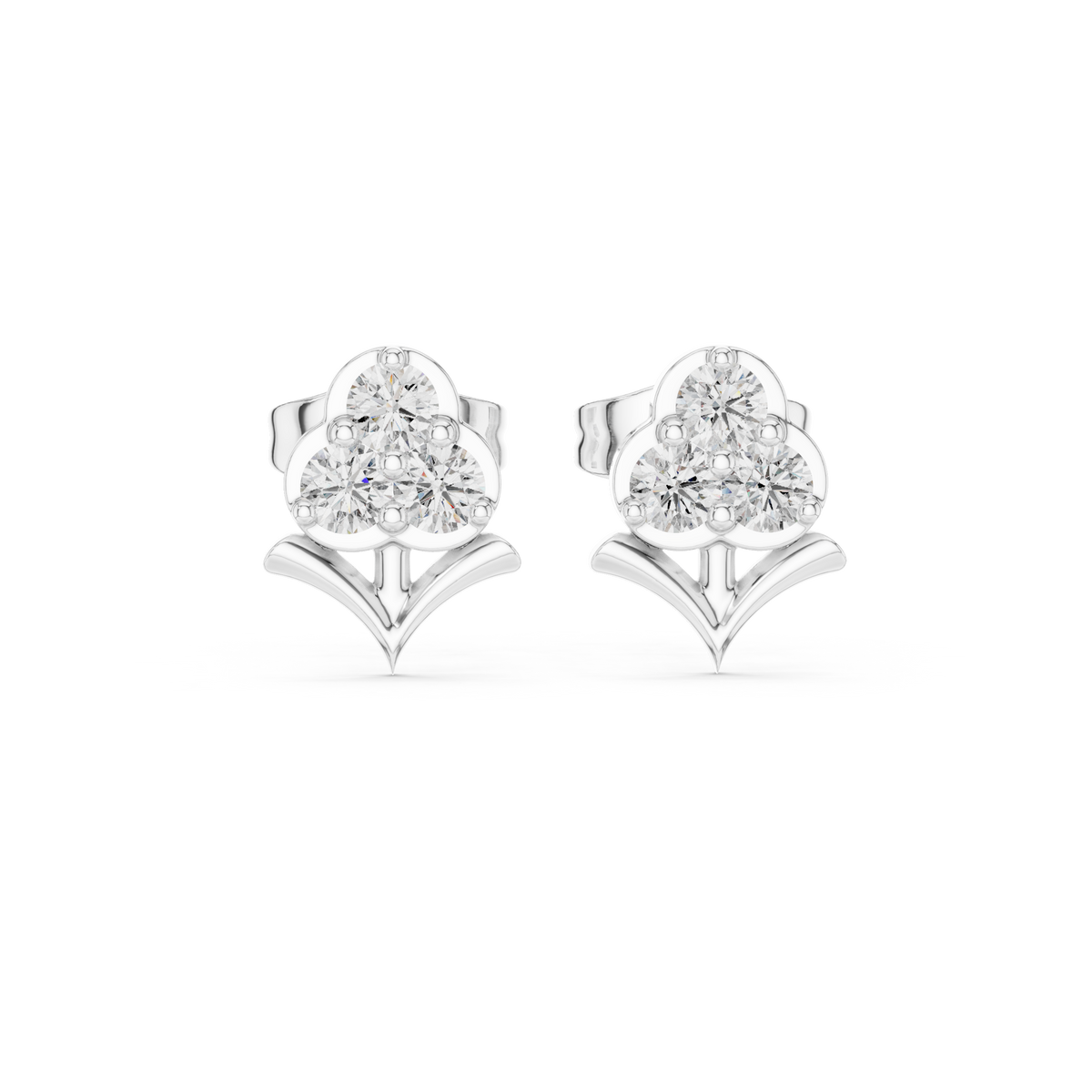 Petal Heart Trio Diamond Stud Earrings