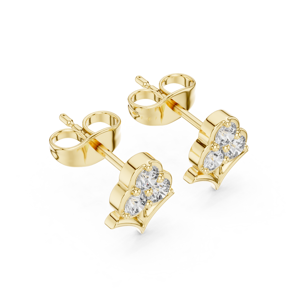 Petal Heart Trio Diamond Stud Earrings