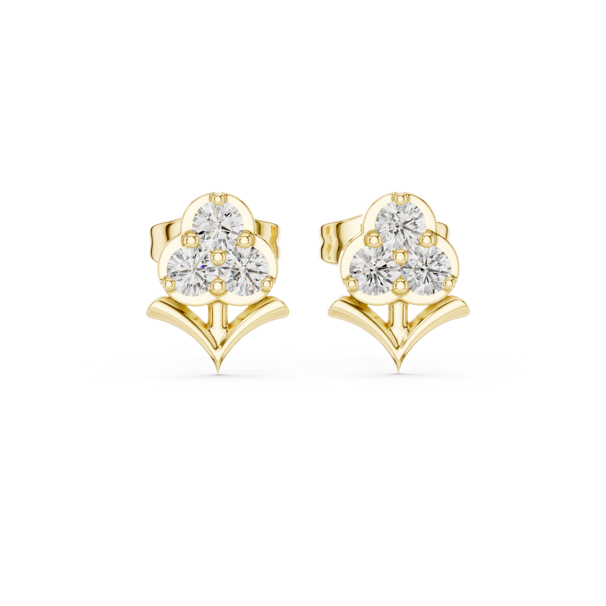 Petal Heart Trio Diamond Stud Earrings