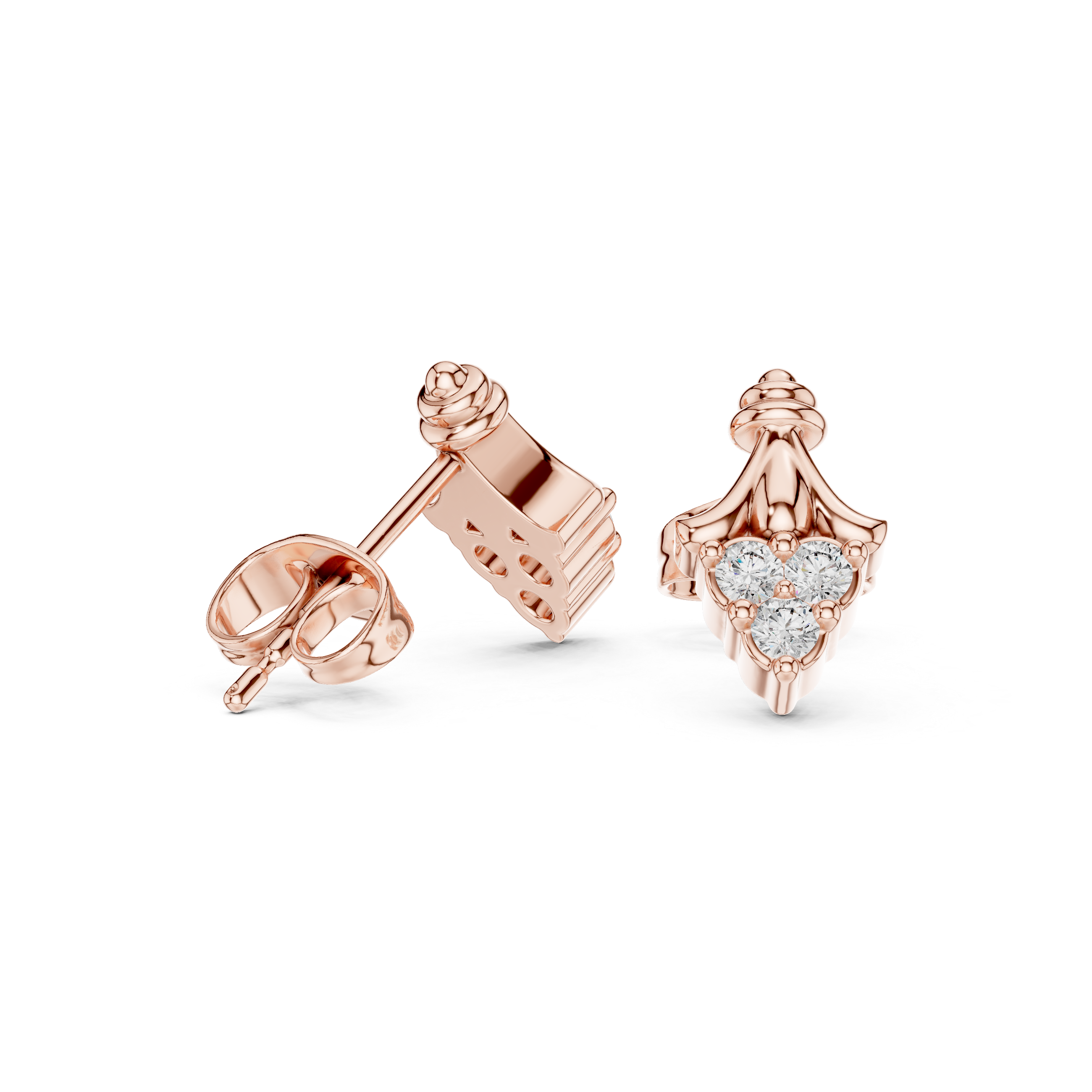 حلقان هالو المجدولة المرصعة بالألماس in Rose Gold - VYKA Diamonds