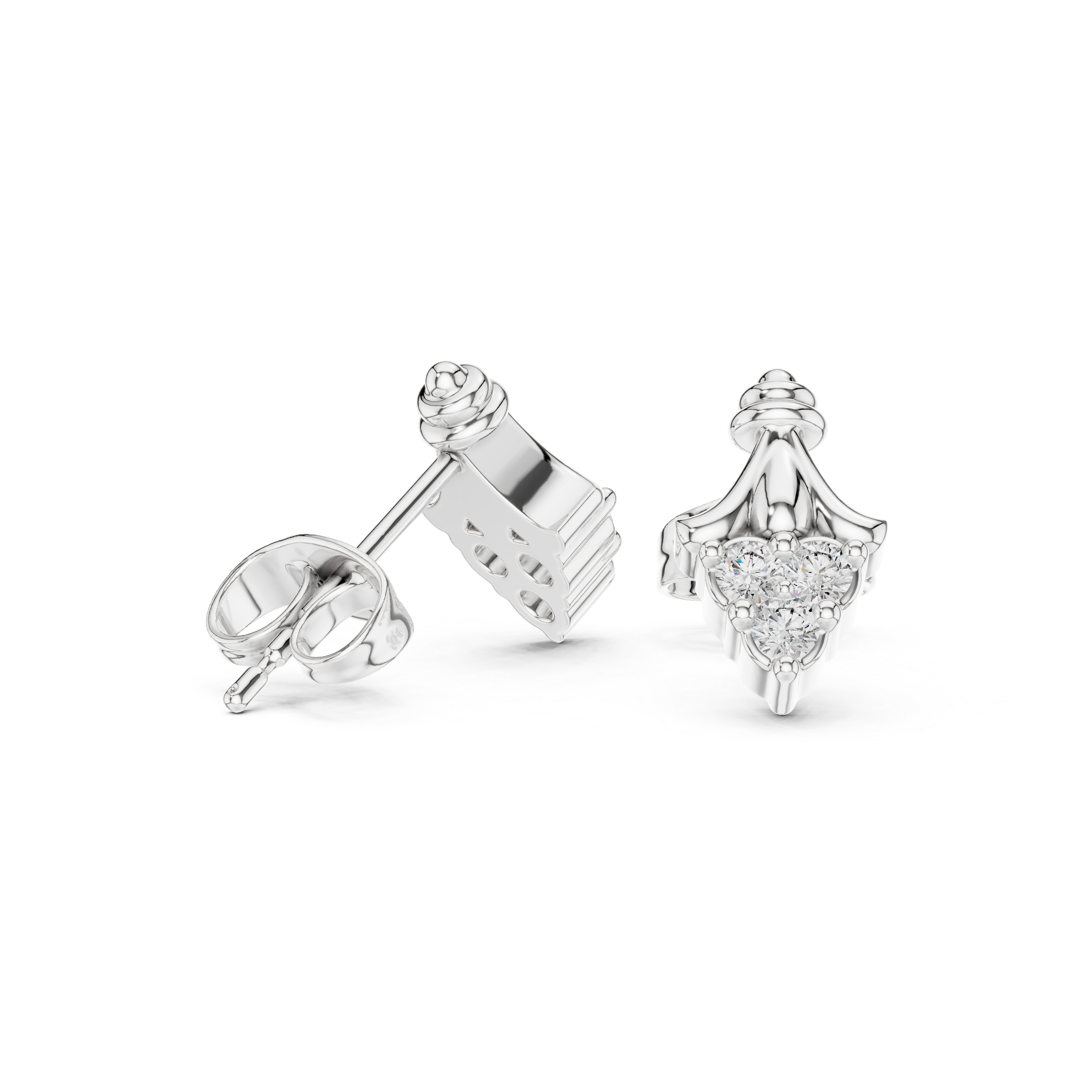 حلقان هالو المجدولة المرصعة بالألماس in White Gold - VYKA Diamonds