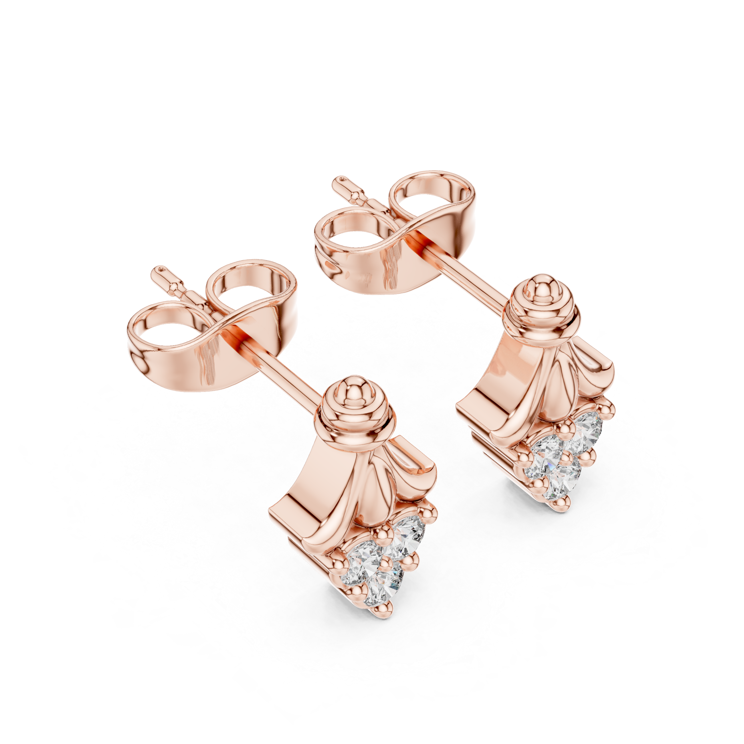 حلقان هالو المجدولة المرصعة بالألماس in Rose Gold - VYKA Diamonds