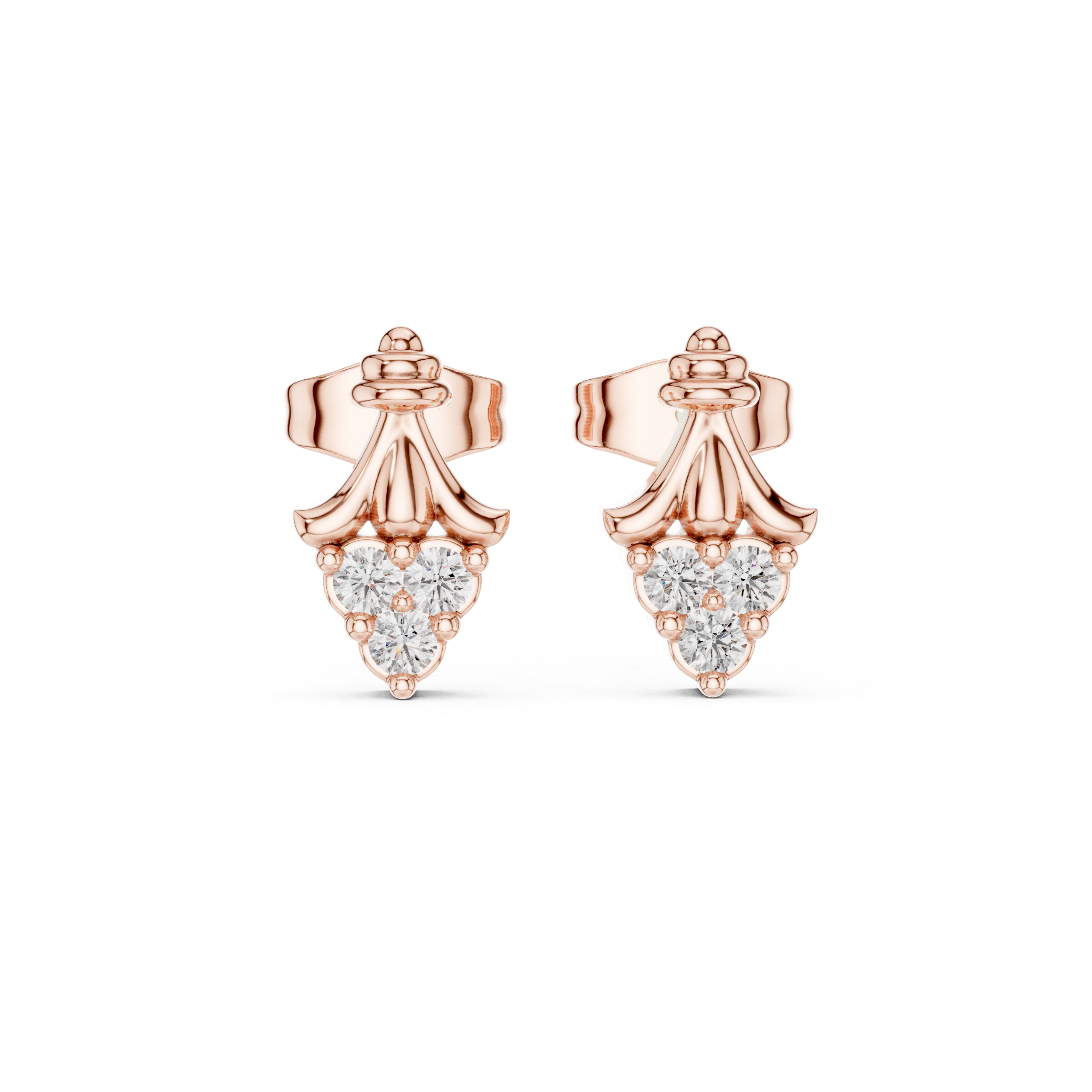 حلقان هالو المجدولة المرصعة بالألماس in Rose Gold - VYKA Diamonds