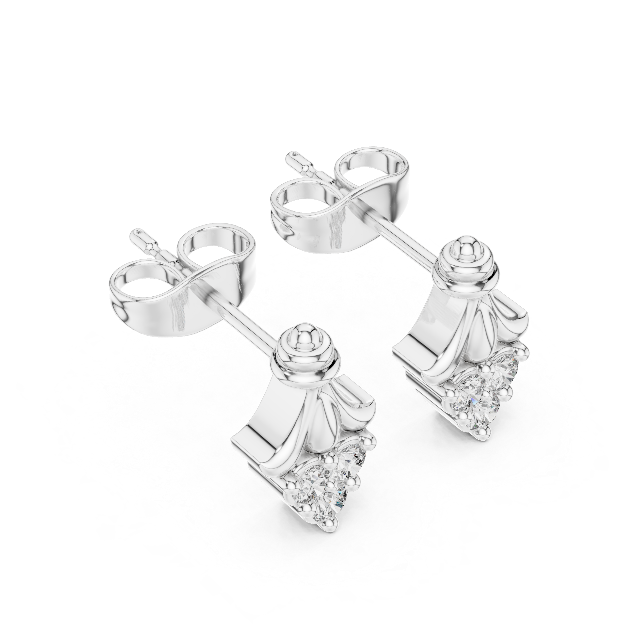 حلقان هالو المجدولة المرصعة بالألماس in White Gold - VYKA Diamonds