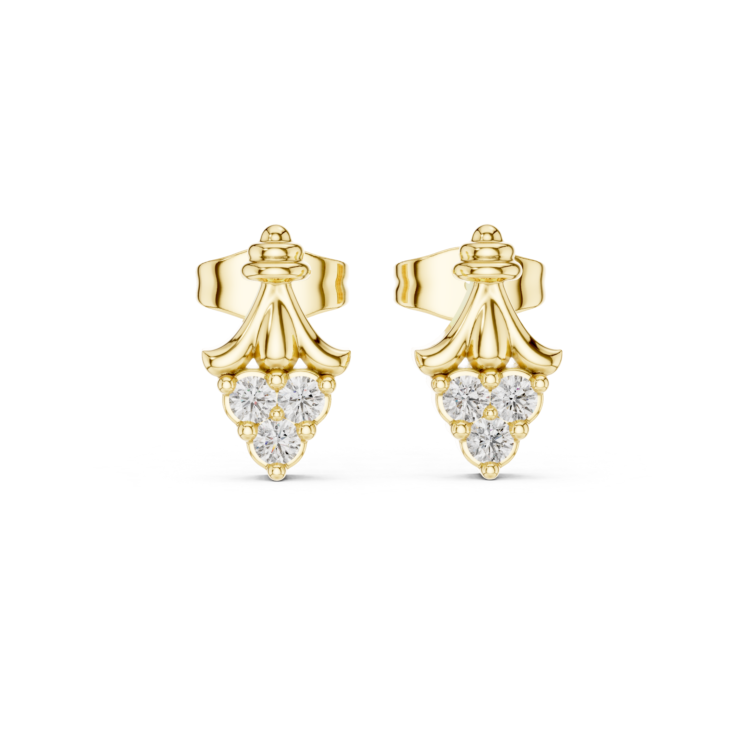 حلقان هالو المجدولة المرصعة بالألماس in Yellow Gold - VYKA Diamonds