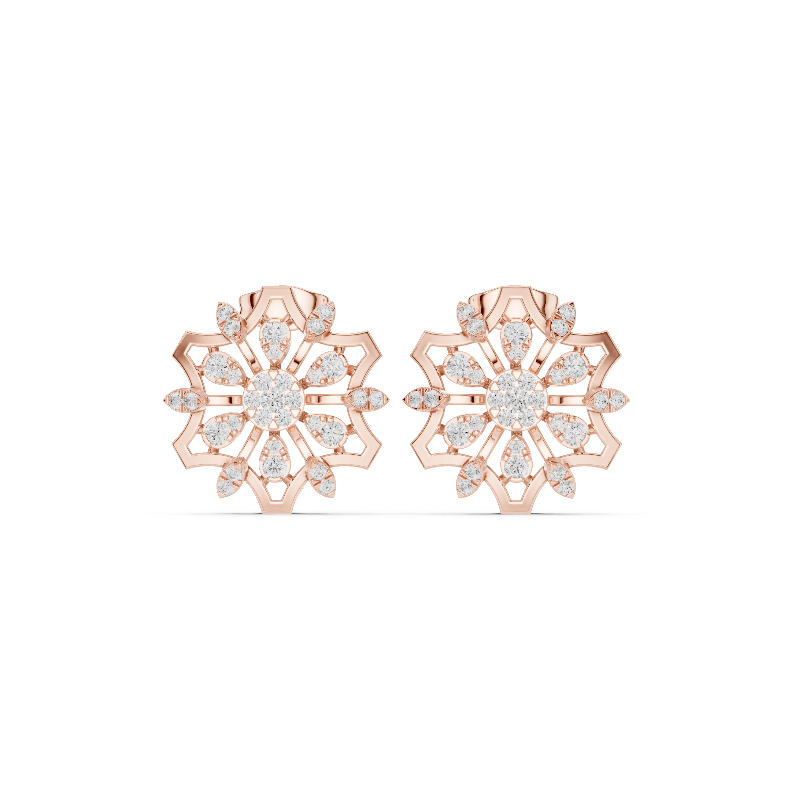 حلقان متدلية على شكل شبكي من المينا والماس in Rose Gold - VYKA Diamonds