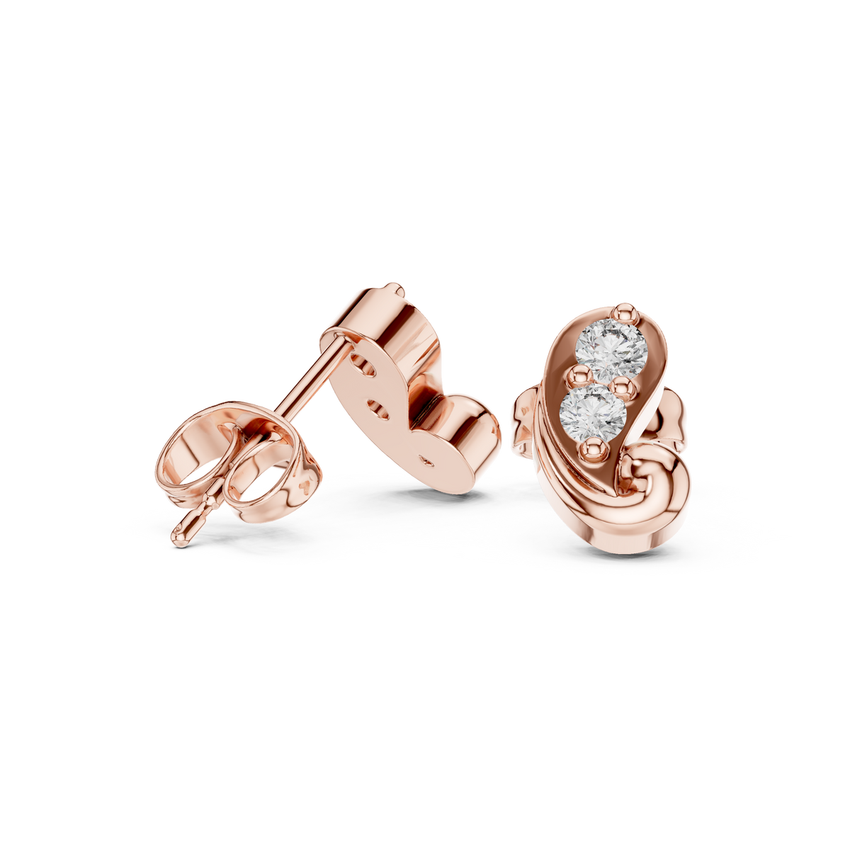 أقراط ألماس على شكل بيزلي in Rose Gold - VYKA Diamonds