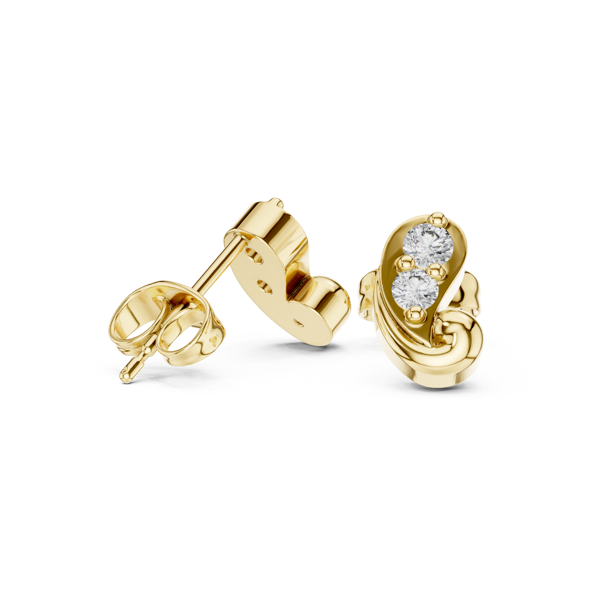 أقراط ألماس على شكل بيزلي in Yellow Gold - VYKA Diamonds