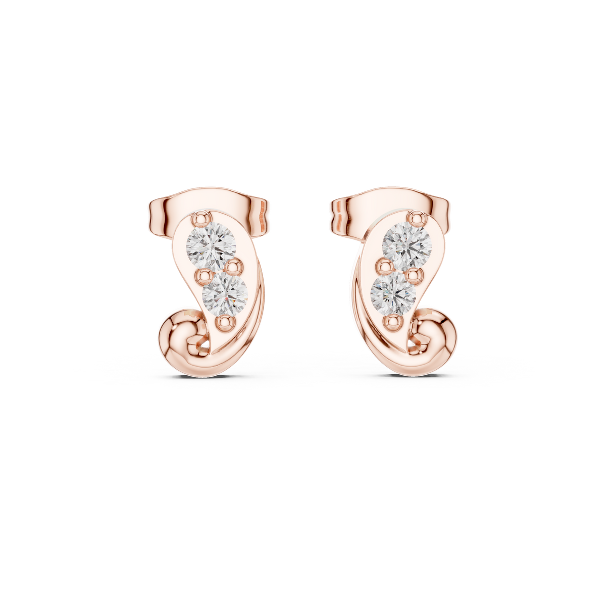 أقراط ألماس على شكل بيزلي in Rose Gold - VYKA Diamonds